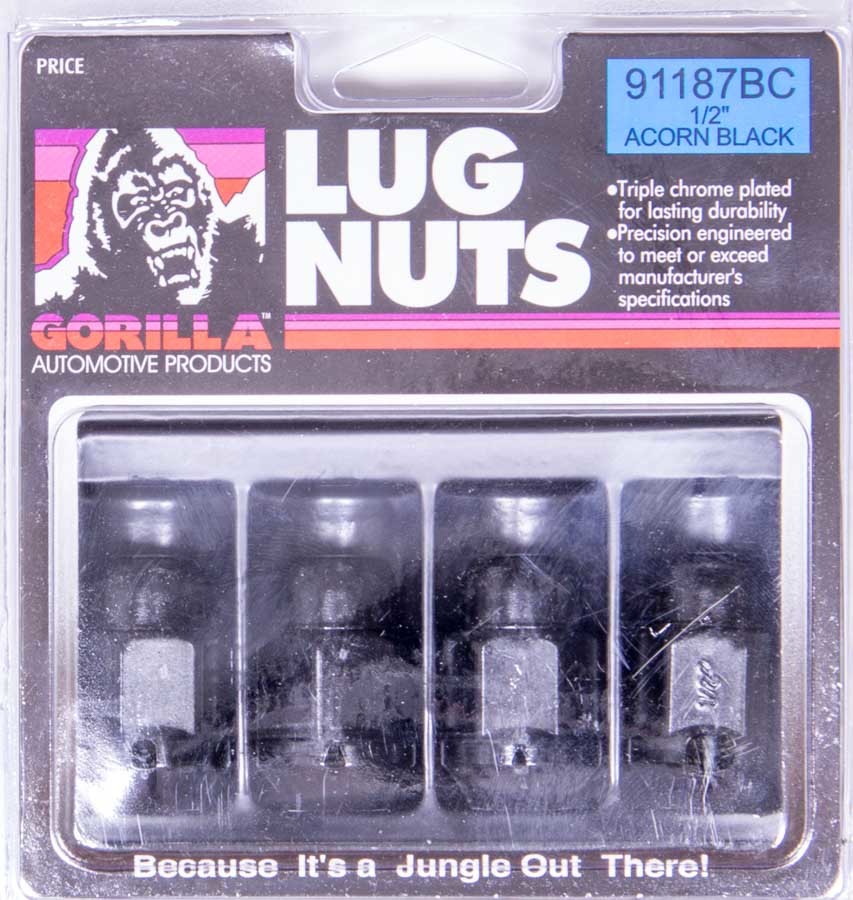 Gorilla Lug Nuts 91187BC Nuts, Conical Seat, Bulge, 1/2 in. x 20 RH, Closed End, Black Chrome Steel, Set of 4 thumbnail 3