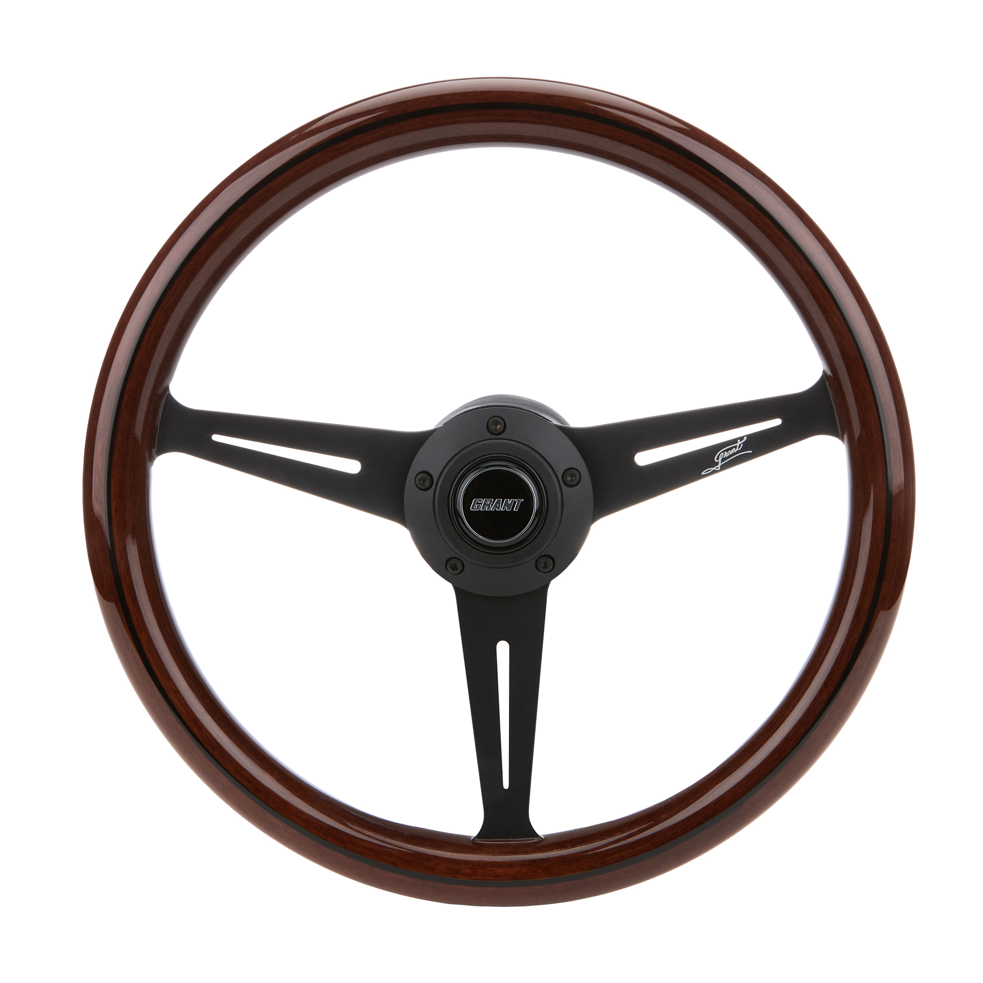 Grant Mahogany Steering Wheels 1176 Wheels, Collectors Series, 14.5 in. Diameter, Aluminum, Polished Spokes, Wood Grip, with Horn Button, Each thumbnail 4