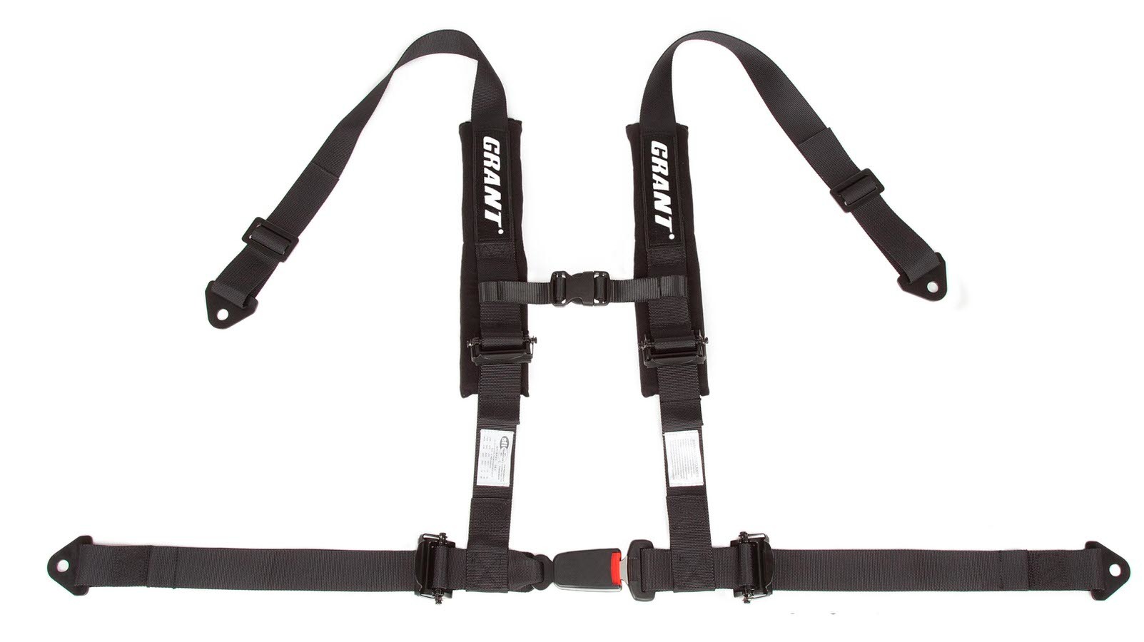 Grant 2100 Harness, 4 Point, Push Button Buckle, Pull Down Adjust, Bolt-On / Wrap Around, Individual Harness, Black, Kit