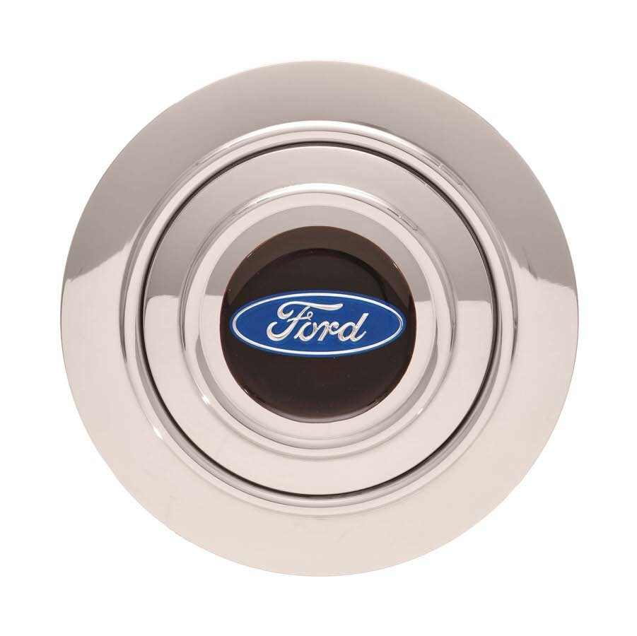 GT Performance GT-9 Banjo-Style Horn Buttons 11-1241 Button, Banjo-Style, Polished Billet Aluminum, Ford Oval Colored Emblem, Performance, Each thumbnail 2