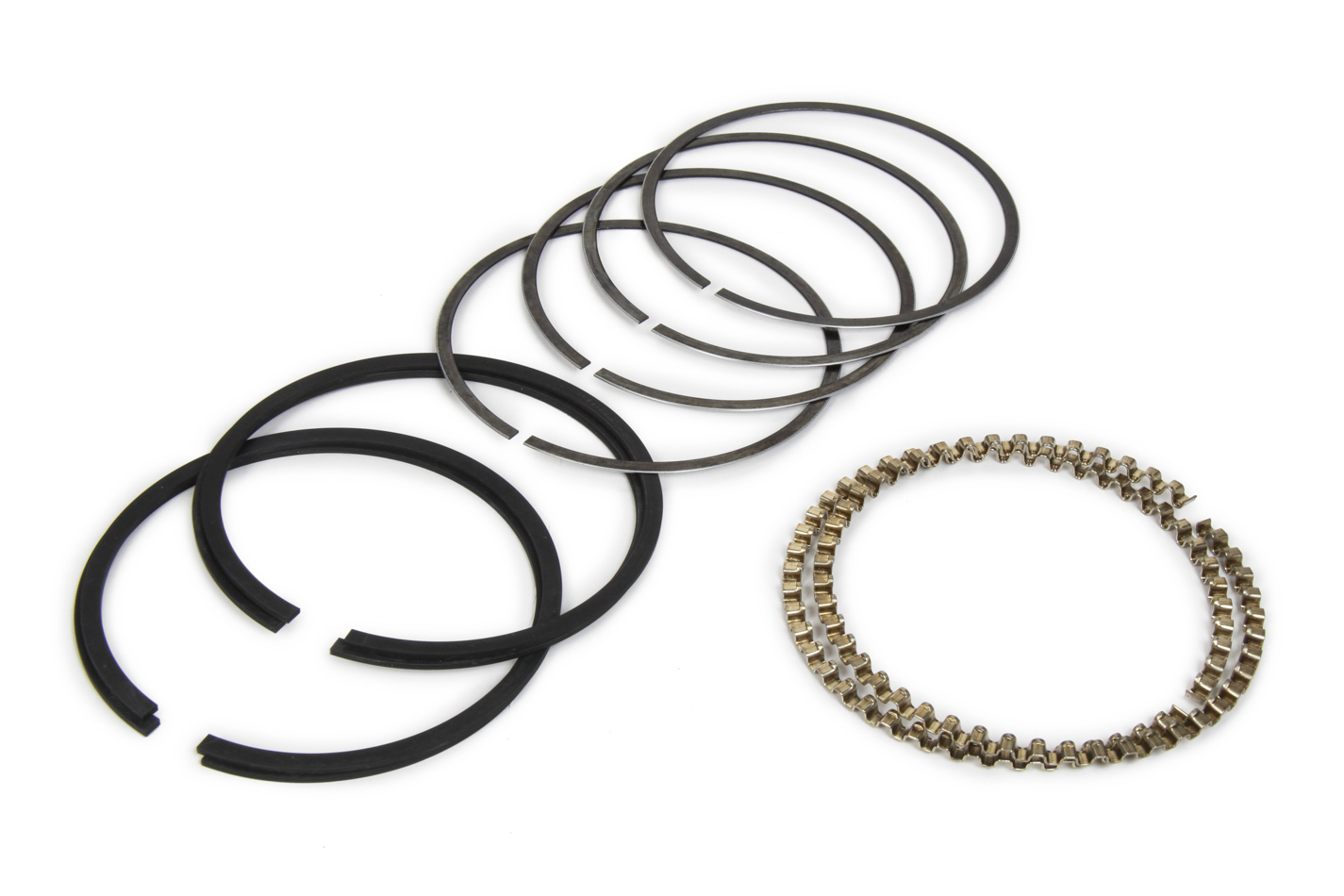 Hastings Piston Rings 6164 Piston Rings, 3.498 in Bore, Drop In, 1/16 x 1/16 x 5/32 in Thick, Standard Tension, Iron, Phosphate, 2-Cylinder, Kit