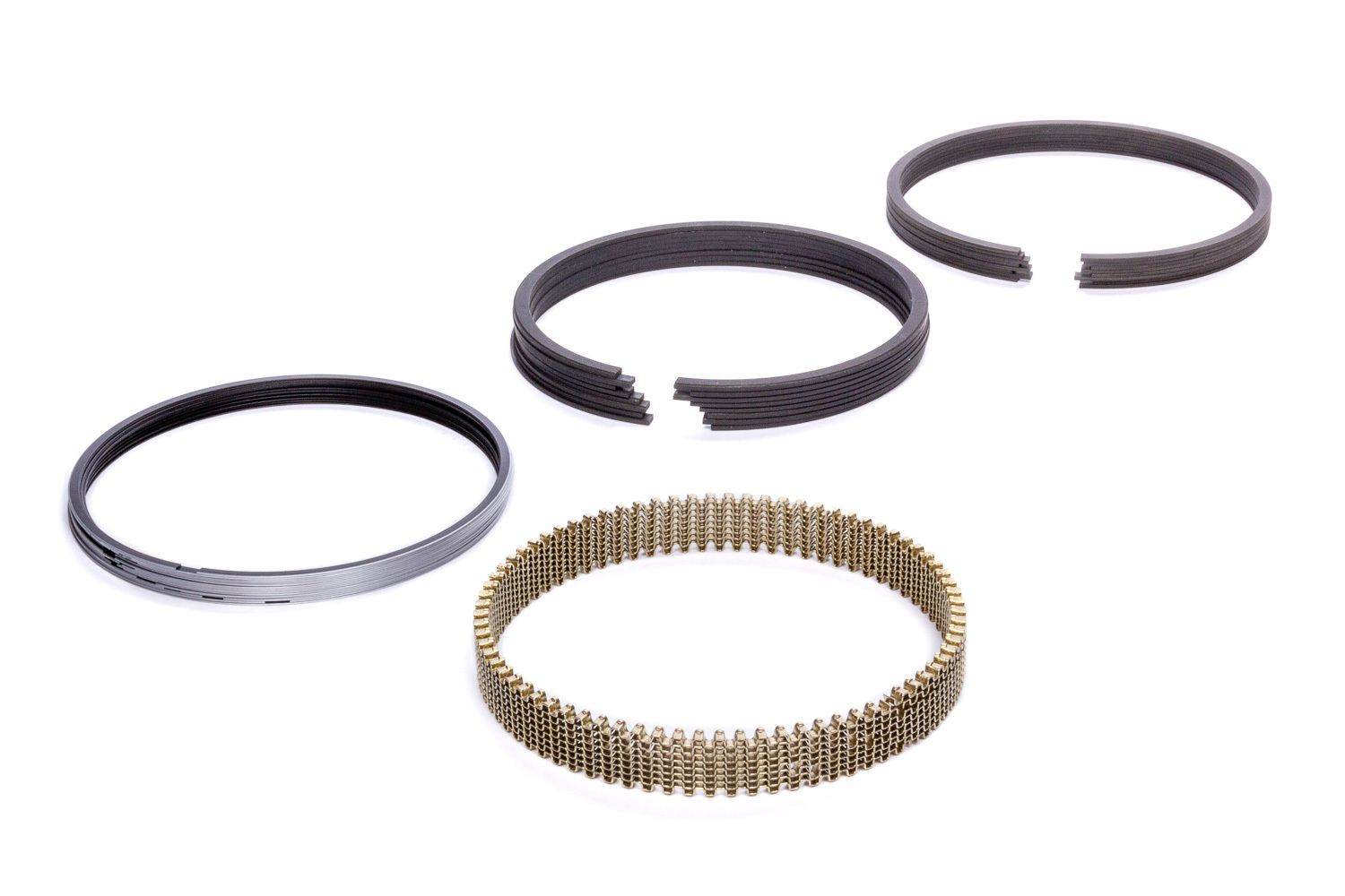 Hastings Piston Rings SN9065 Piston Rings, Premium Ductile and Steel Series, 4.000 in Bore, Drop In, 1.2 x 1.5 x 3.0 mm Thick, Standard Tension, Stainless Steel, Gas Nitride, 8-Cylinder, Kit