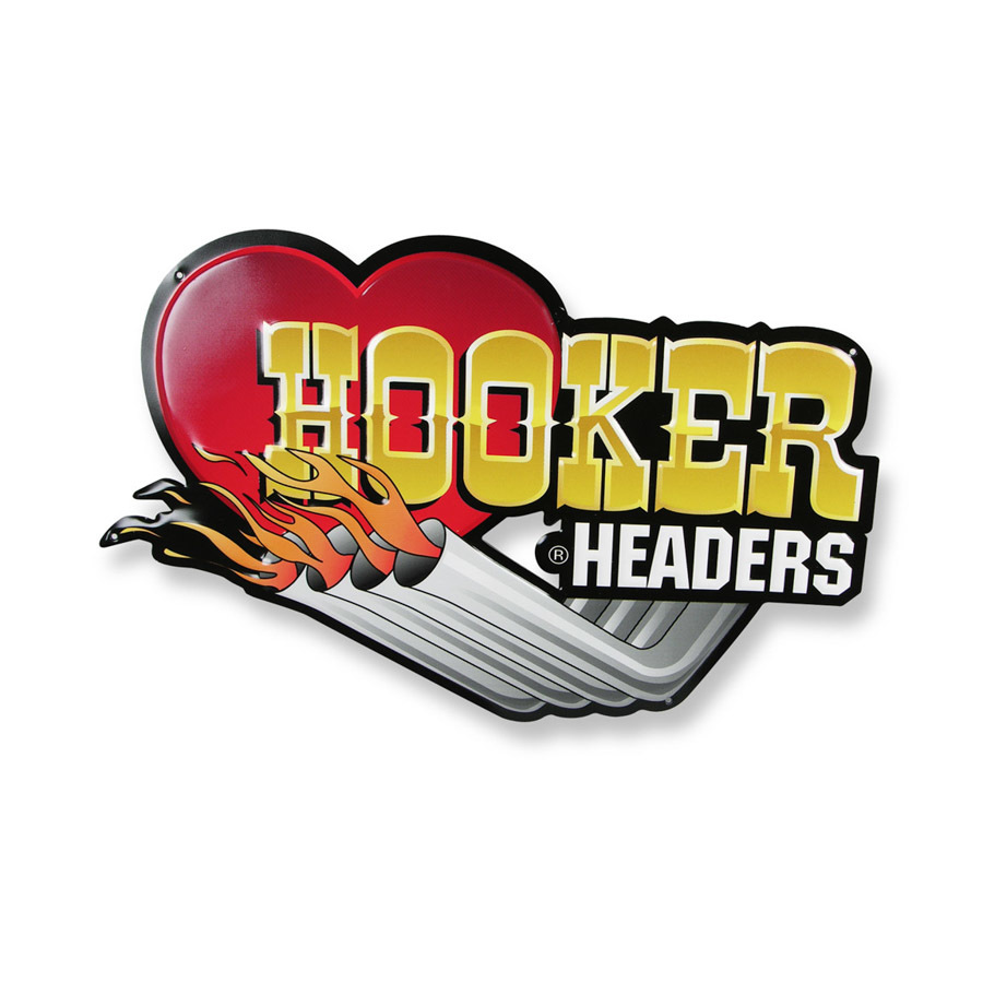 Hooker Headers 10145 Metal Sign, 12 in Tall x 19 in Wide, Embossed Hooker Headers Logo, Steel, Each