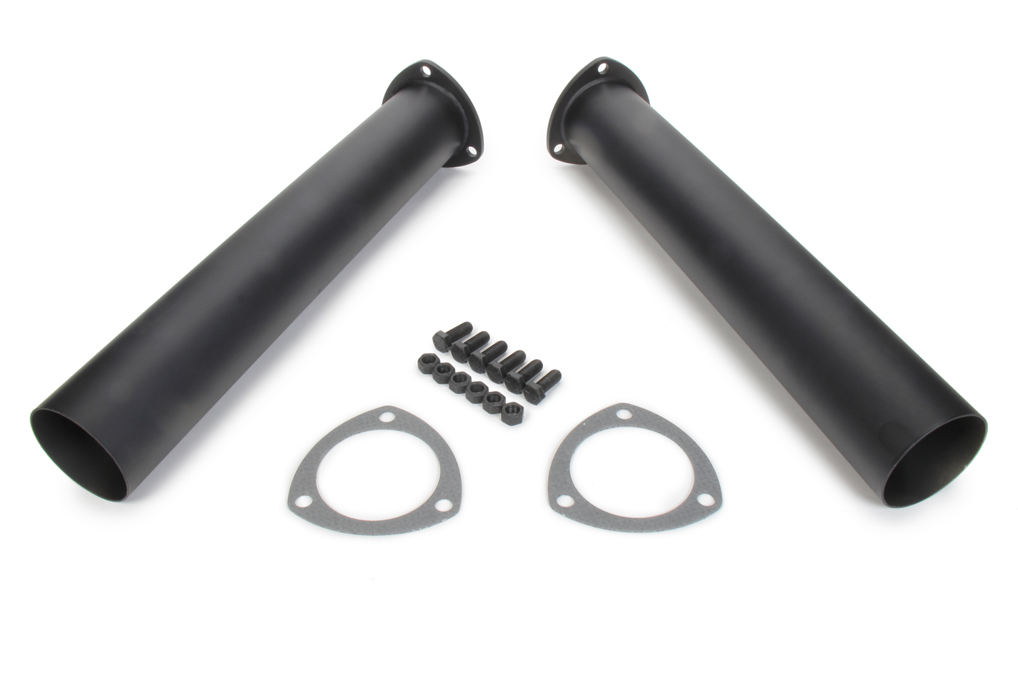 Hooker Headers 11230 Collector Reducer Extension, 3 in 3-Bolt Inlet to 3 in Outlet, 18 in Long, Gaskets / Hardware Included, Steel, Black Paint, Pair