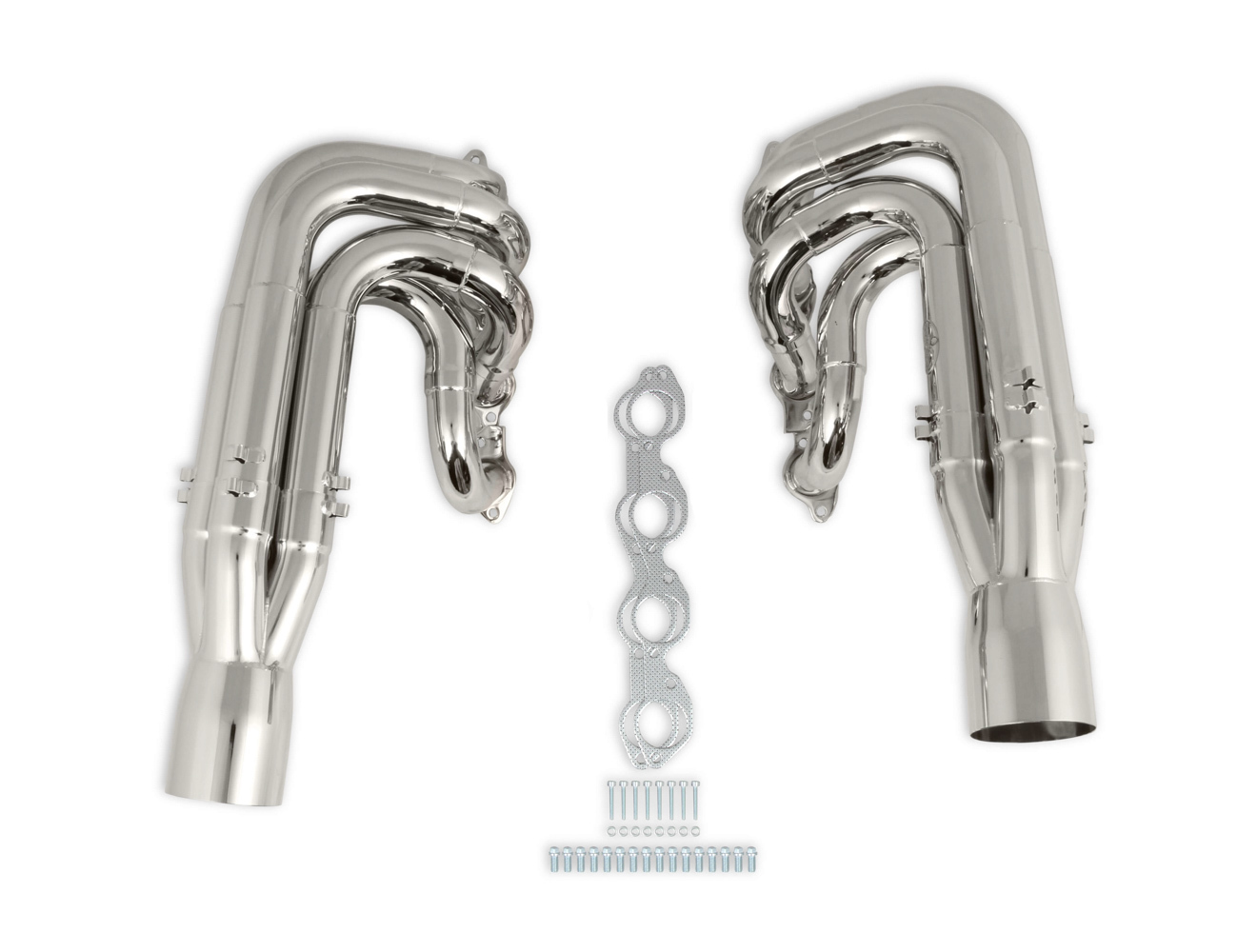 Hooker Headers 2502-6HKR - Headers, Racingheart, 3-Step, 2-1/8 to 2-1/4 to 2-3/8 in Primary, 4-1/2 in Collector, Stainless, Chrome, Big Block Chevy, Kit