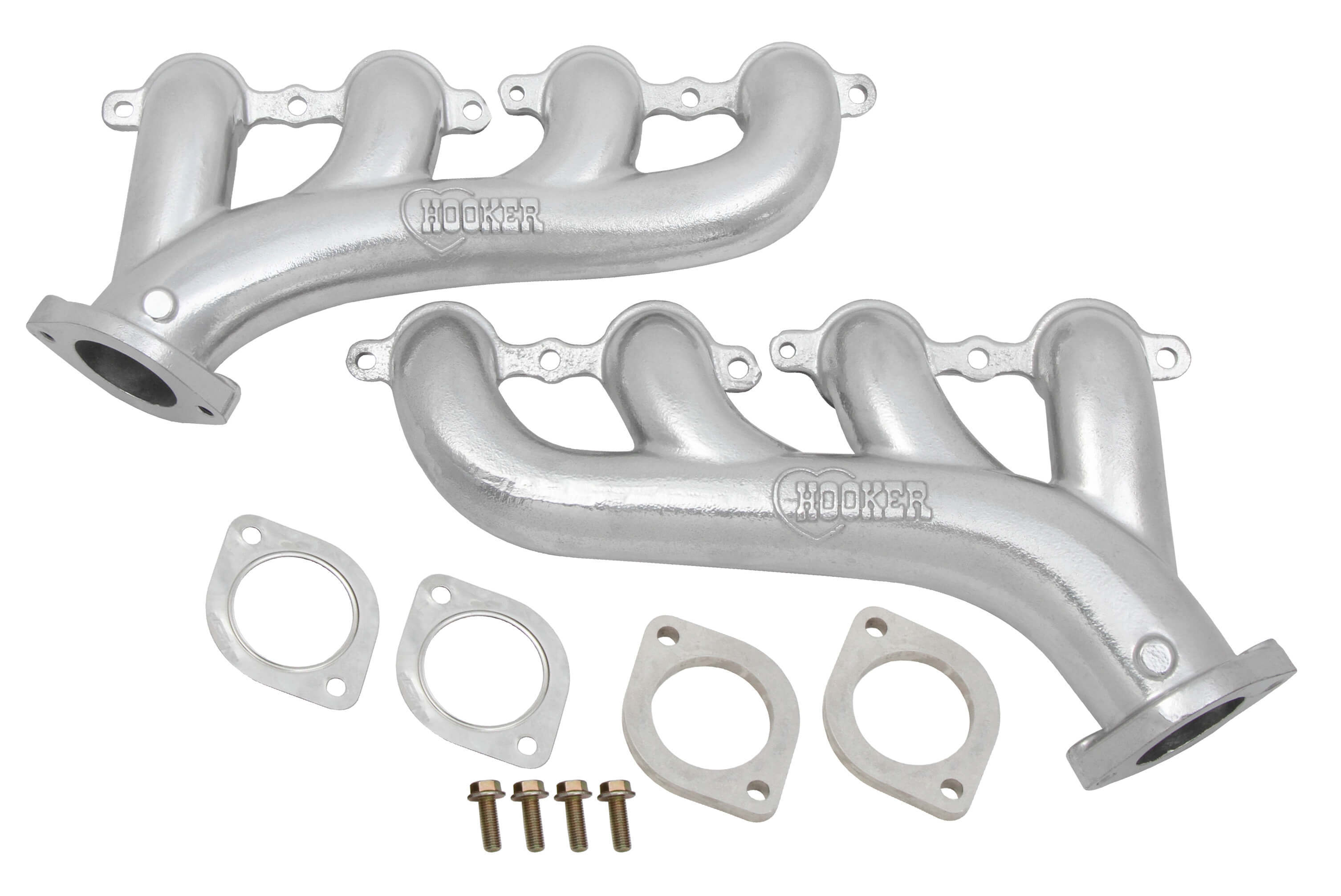 Hooker Headers 8502-1 Exhaust Manifold, LS Cast Iron, 2.50 in Outlet, Ductile Iron, Silver Ceramic, GM LS-Series, Pair