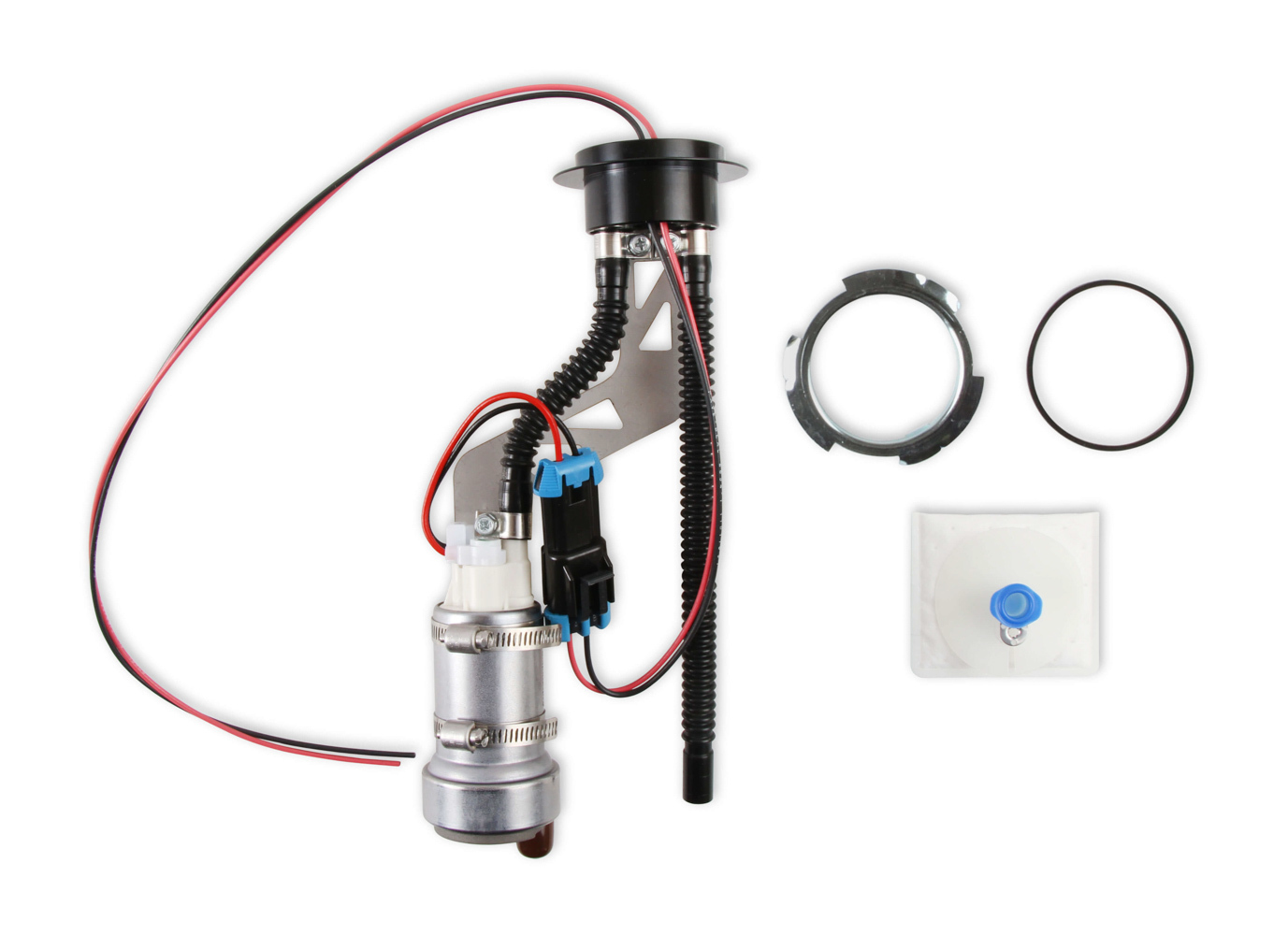 Holley 12-347 Fuel Pump, Sniper, Electric, 525 lph, Install Kit, Gas, Ford Mustang 1983-97, Kit