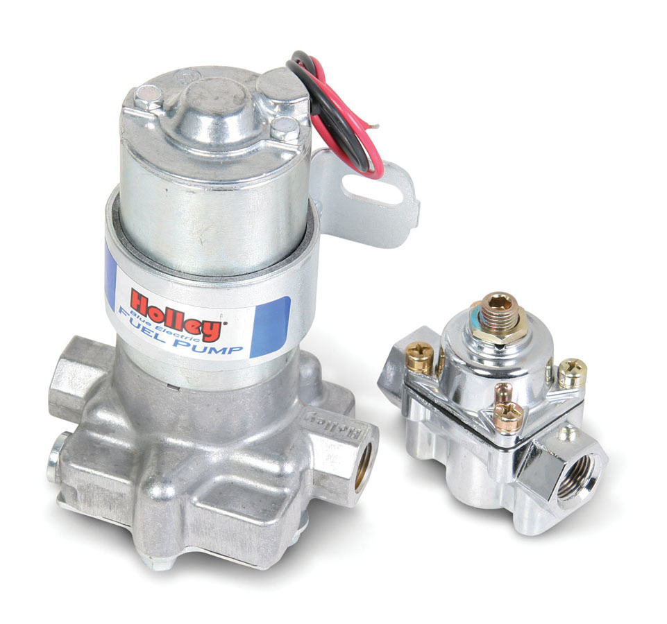 Fuel Pump - Blue - Electric - In-Line - 95 gph at 7 psi - 3/8 in NPT Female Inlet / Outlet - Regulator - Silver - Gas - Each