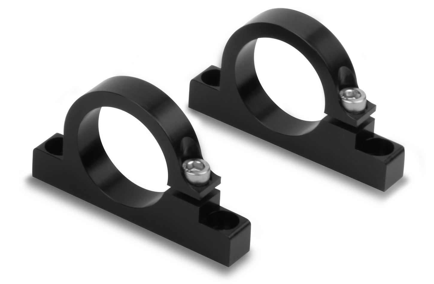 Holley 162-573 Fuel Filter Bracket, Clamp-On, 1-1/2 in OD Tubes, Aluminum, Black Anodized, Pair