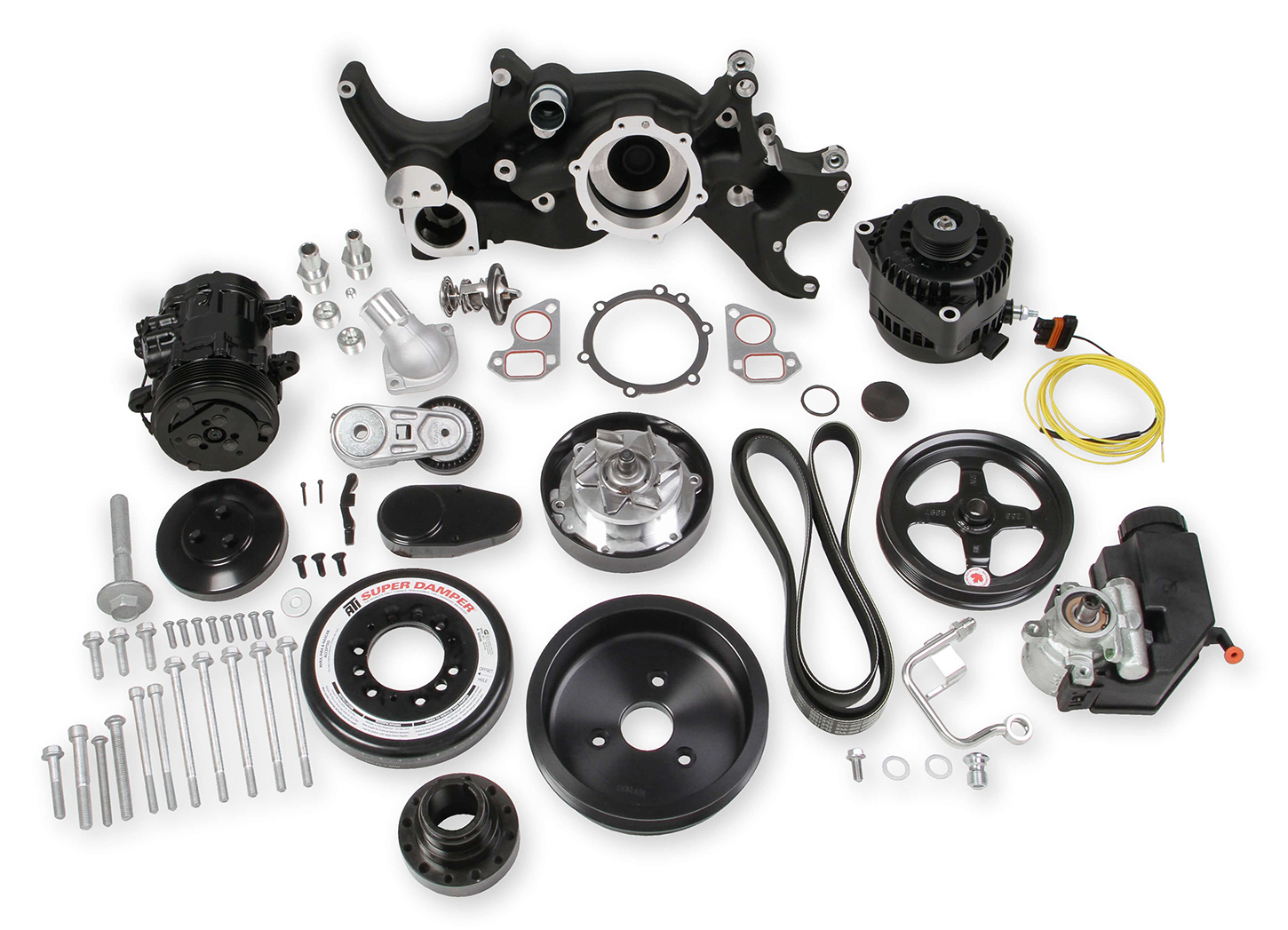 Holley GM LS Mid Mount Complete Accessory Kit - Black
