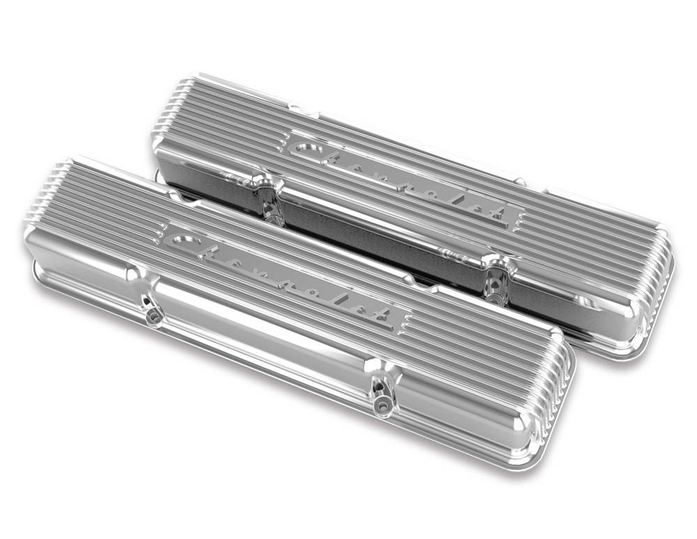 Holley SBC Valve Covers Finned Vintage Series Polished 241107 