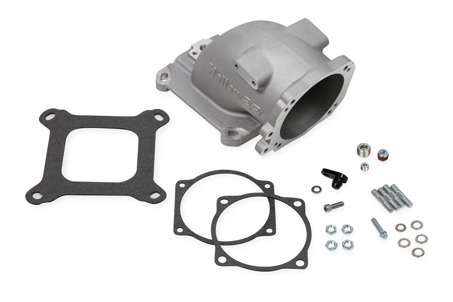 Holley 300-240 Intake Elbow, Aluminum, Natural, GM LS-Series Throttle Body to 4150 Mounting Flange, Universal, Each