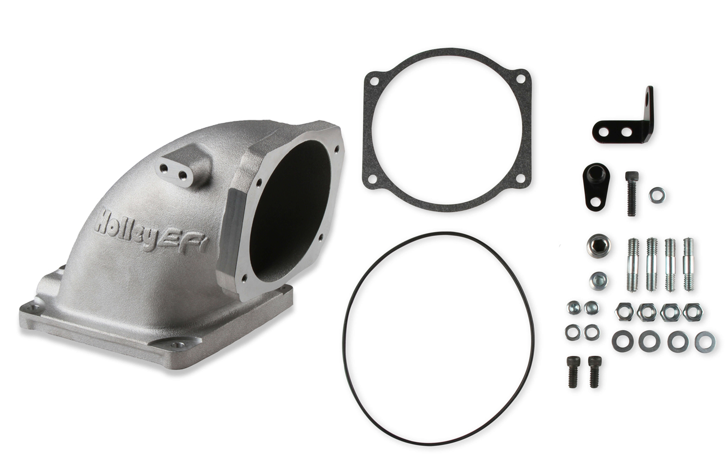 Holley 300-248 Intake Elbow, Aluminum, Natural, GM LS-Series to Dominator Mounting Flange, Each