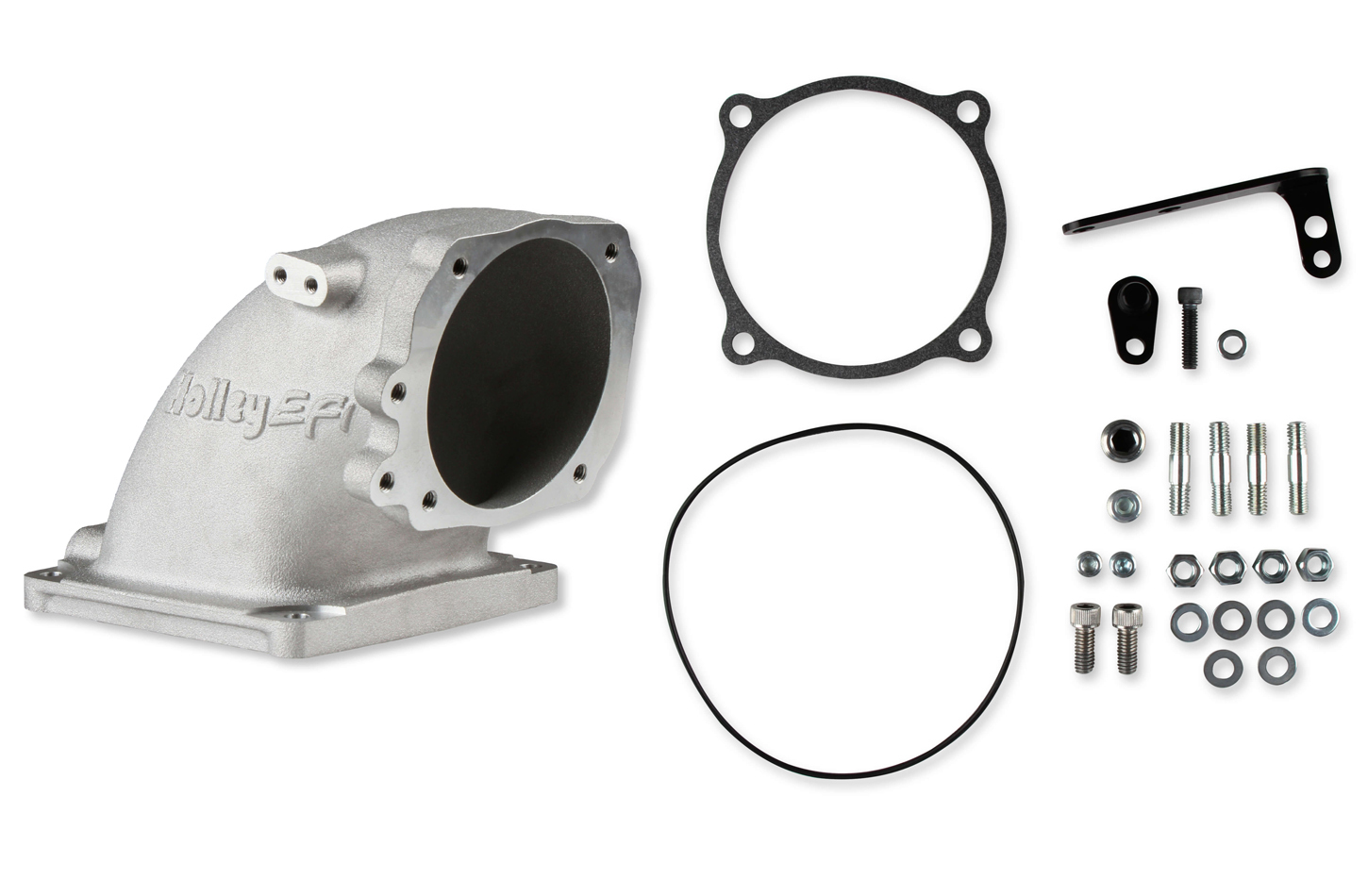 Holley 300-249 Intake Elbow, Aluminum, Natural, Ford Throttle Body to Dominator Mounting Flange, Each