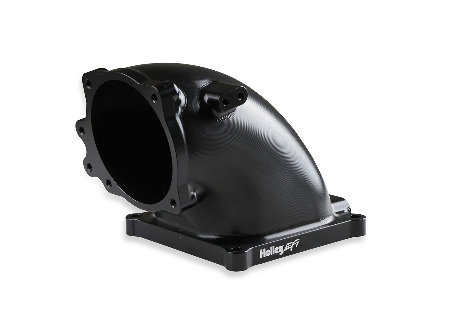 Holley 300-254BK Intake Elbow, Aluminum, Black Powder Coat, Ford Throttle Body to Dominator Mounting Flange, Each