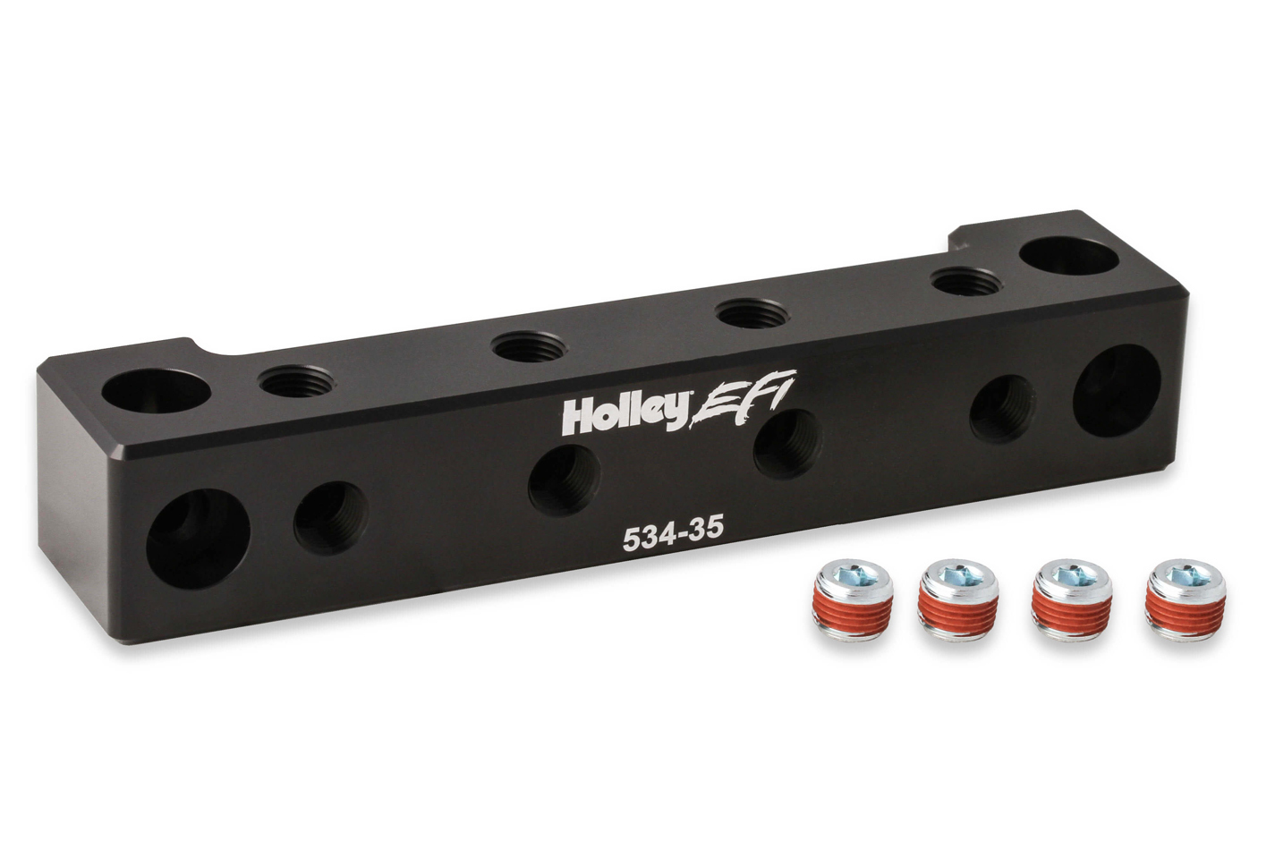 Holley 534-35 - Sensor Block, 1/8 in NPT Female Ports, Aluminum, Black Anodized, Each
