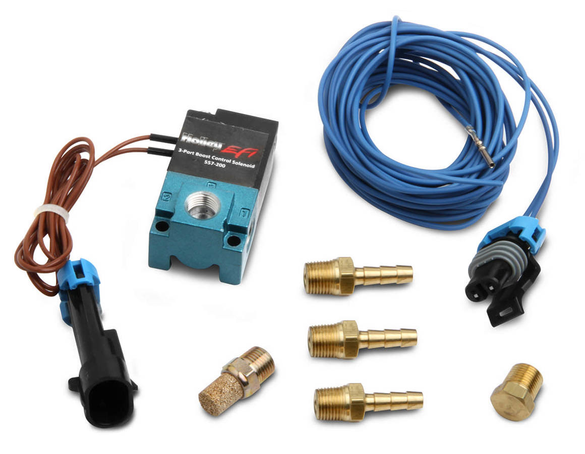 Holley 557-200 Boost Control Solenoid, 3-Port, Fittings Included, Holley Dominator / HP EFI, Kit