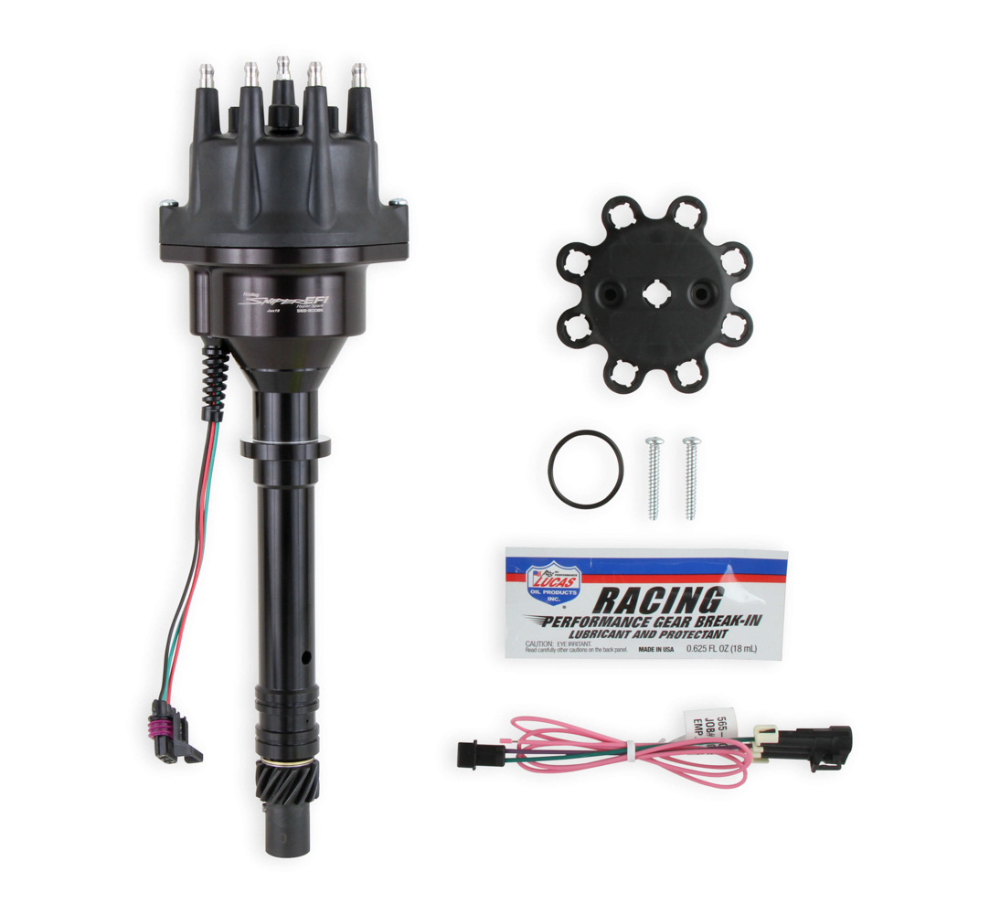 Holley 565-300BK Distributor, HyperSpark, Hall Effect, Computer-Controlled Advance, HEI Style Terminal, Black, Chevy V8, Each