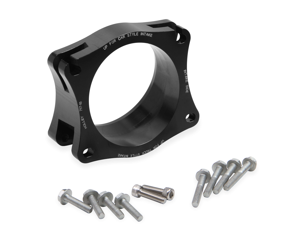 Holley 717-15 Throttle Body Adapter, Aluminum, Black Anodized, GM GenV LT-Series, Each