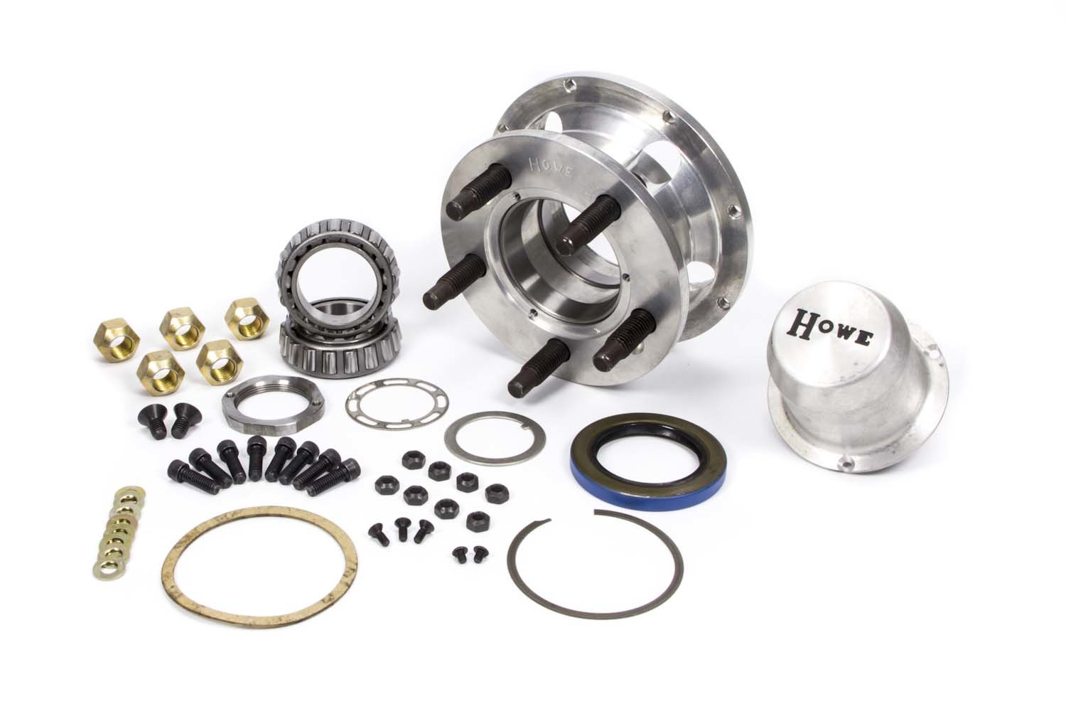 Howe Racing 205198 Wheel Hub, Front, 5 x 5.00 in Wheel Bolt Pattern, 8 x 7 in Rotor Bolt Pattern, Aluminum, Natural, Each