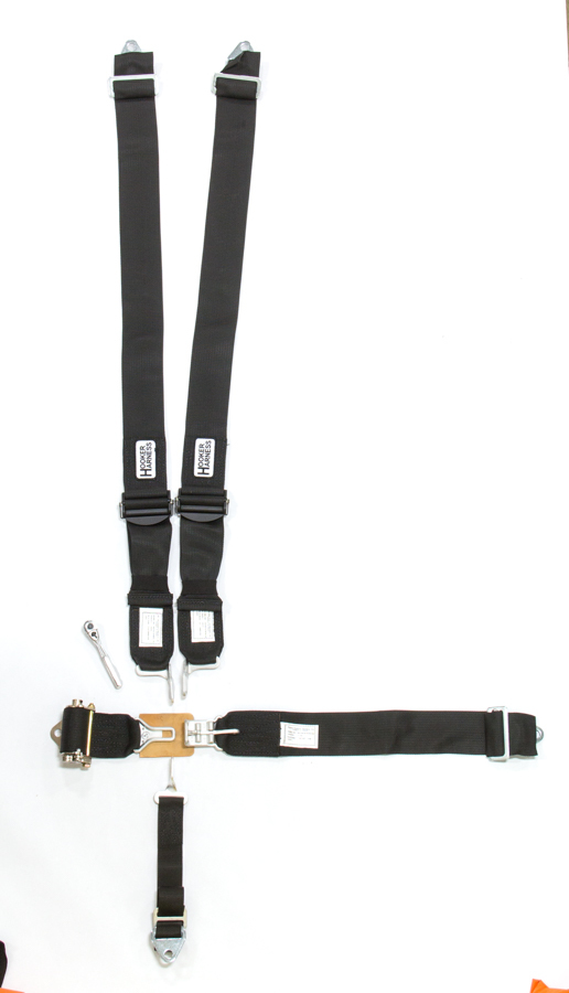 Hooker Harness 51010 Harness, 5 Point, Latch and link, SFI 16.1, Pull Down / Ratchet Adjust, Bolt-On / Wrap Around, Individual Harness, Black, Kit