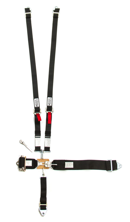 Hooker Harness 51100 Harness, 5 Point, Latch and Link, SFI 16.1, Ratchet Adjust, Bolt-On / Wrap Around, Individual Harness, HANS Ready, Black, Kit
