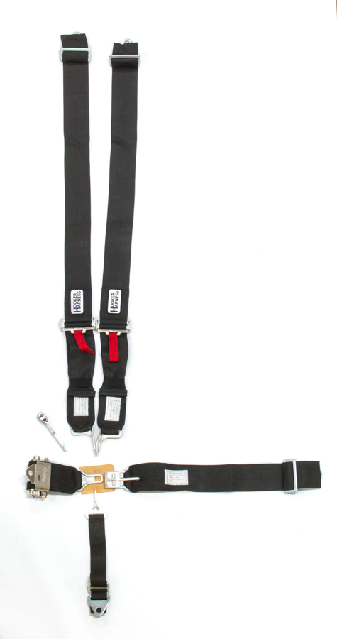 Hooker Harness 53000 - Harness, 5 Point, Latch and link, SFI 16.1, Pull Down / Ratchet Adjust, Bolt-On / Wrap Around, Individual Harness, Black, Kit
