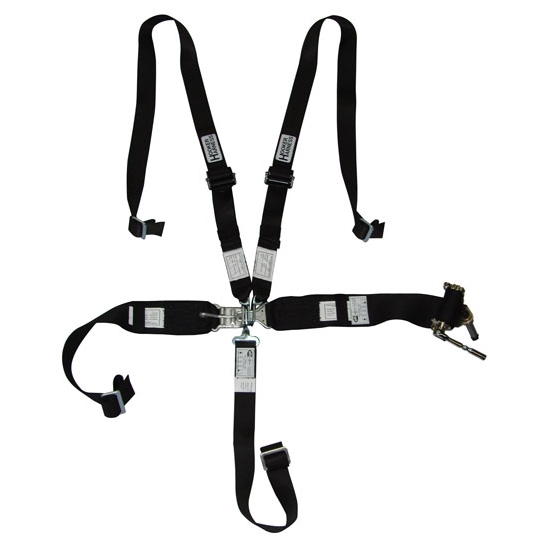 Hooker Harness 53100 Harness, 5 Point, Latch and Link, SFI 16.1, Ratchet Adjust, Bolt-On / Wrap Around, Individual Harness, HANS Ready, Black, Kit