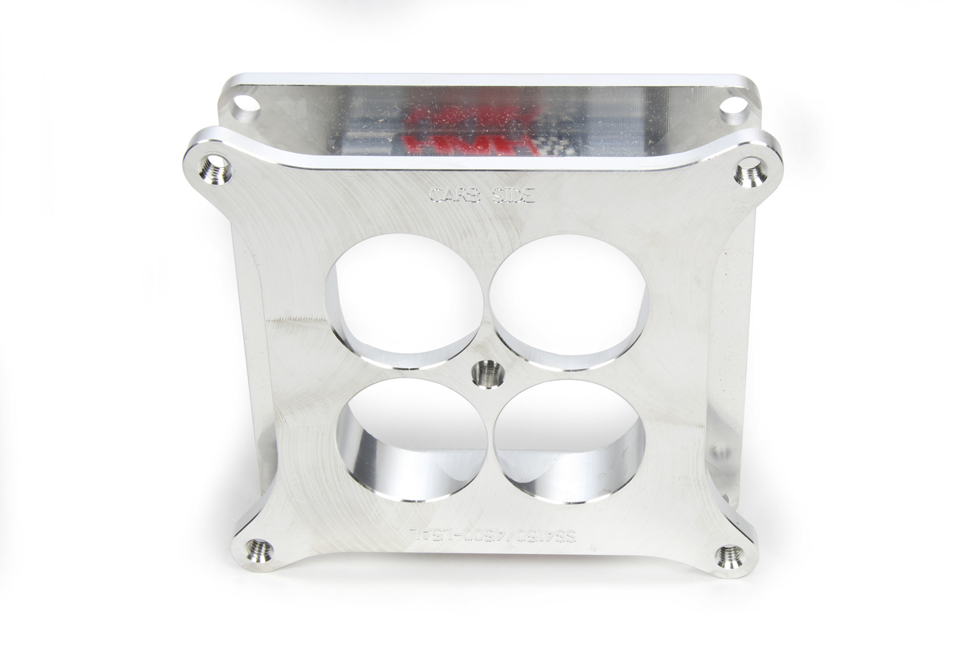 High Velocity Heads SS4150/4500-1.5AL Carburetor Adapter, 1-1/2 in Thick, 4 Hole, Square Bore to Spread Bore, Aluminum, Polished, Each