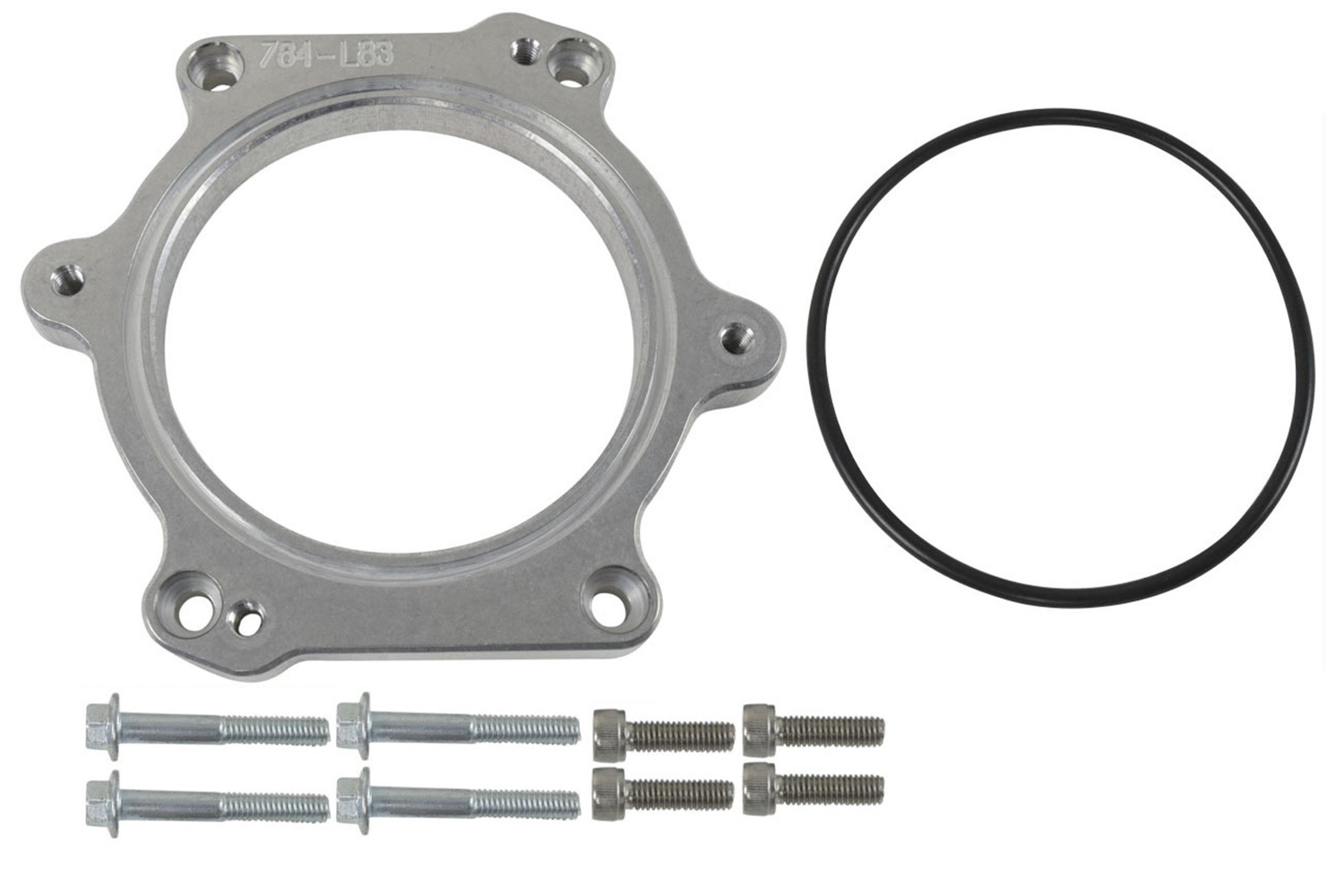 ICT Billet 551784-L83 Throttle Body Adapter, 1/2 in Thick, Gasket / Hardware, Rotation, Aluminum, Natural, GM GenV LT-Series, Each