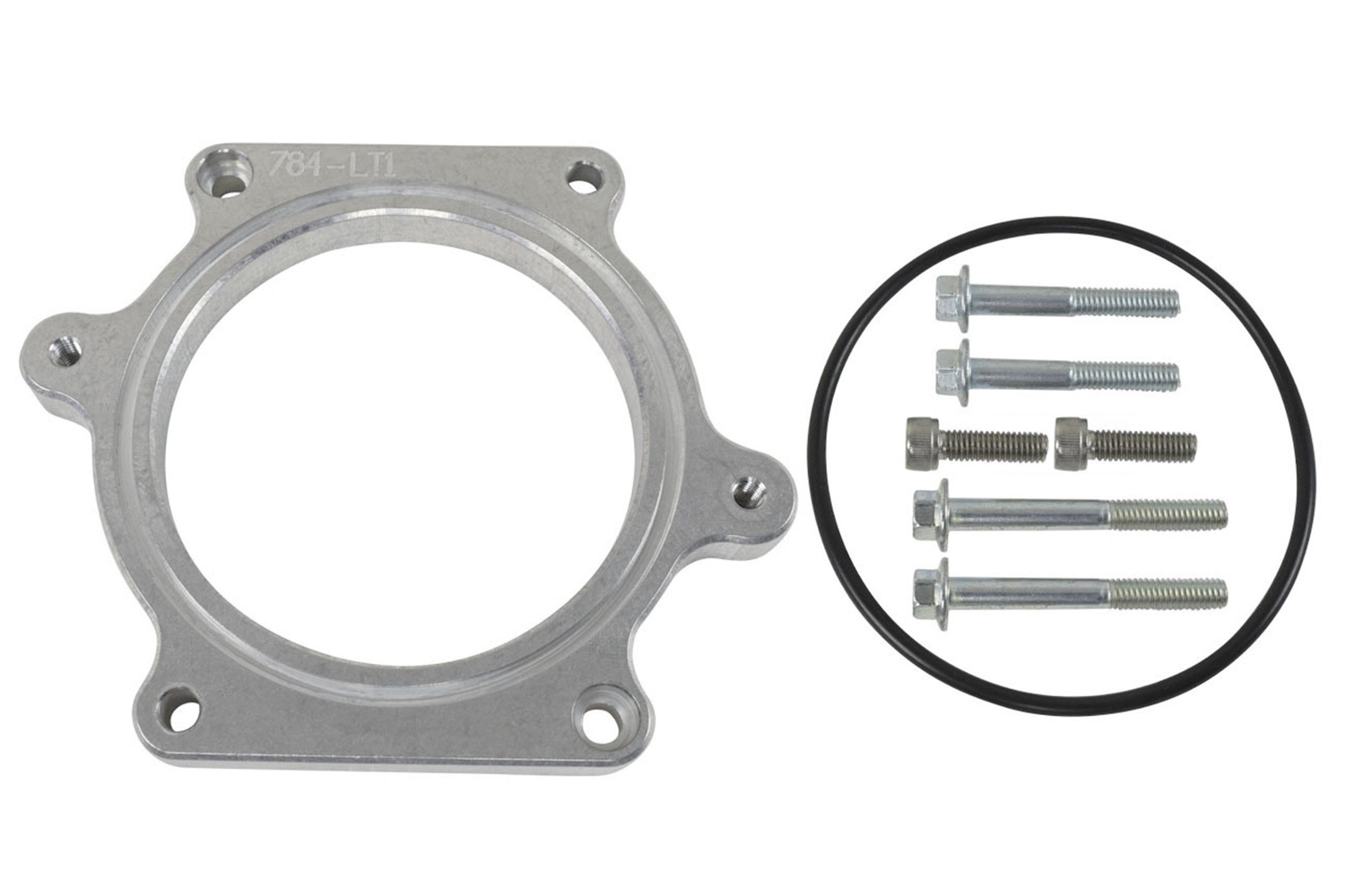 ICT Billet 551784-LT1 Throttle Body Adapter, 1/2 in Thick, Gasket / Hardware, Rotation, Aluminum, Natural, GM LT-Series 1992-97, Each