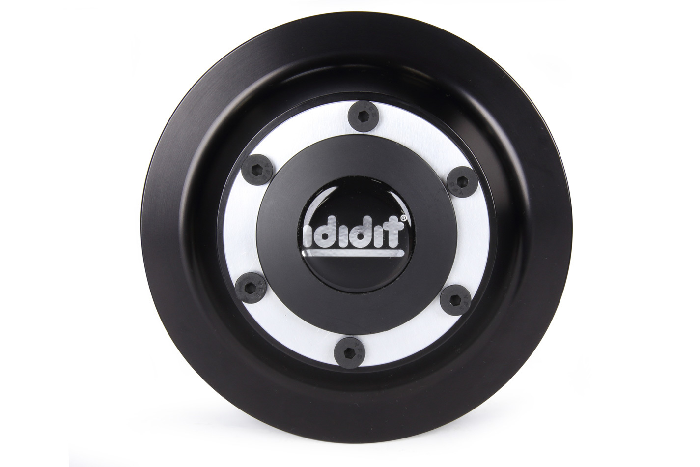 Ididit 5010000023 Steering Wheel Quick Release, 360 Degree Release, 6 Bolt, SFI 42.1, Spline, Aluminum, Black Anodized / Brushed, Ford 40 Spline Shaft, Kit
