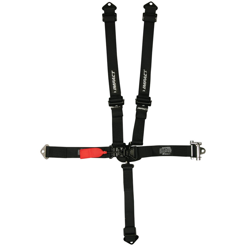 Impact 50112002 - Harness, Racer Series, 5 Point, Latch and Link, SFI 16.1, Pull Down Adjust, Bolt-On / Wrap Around, Individual Harness, Black, Kit