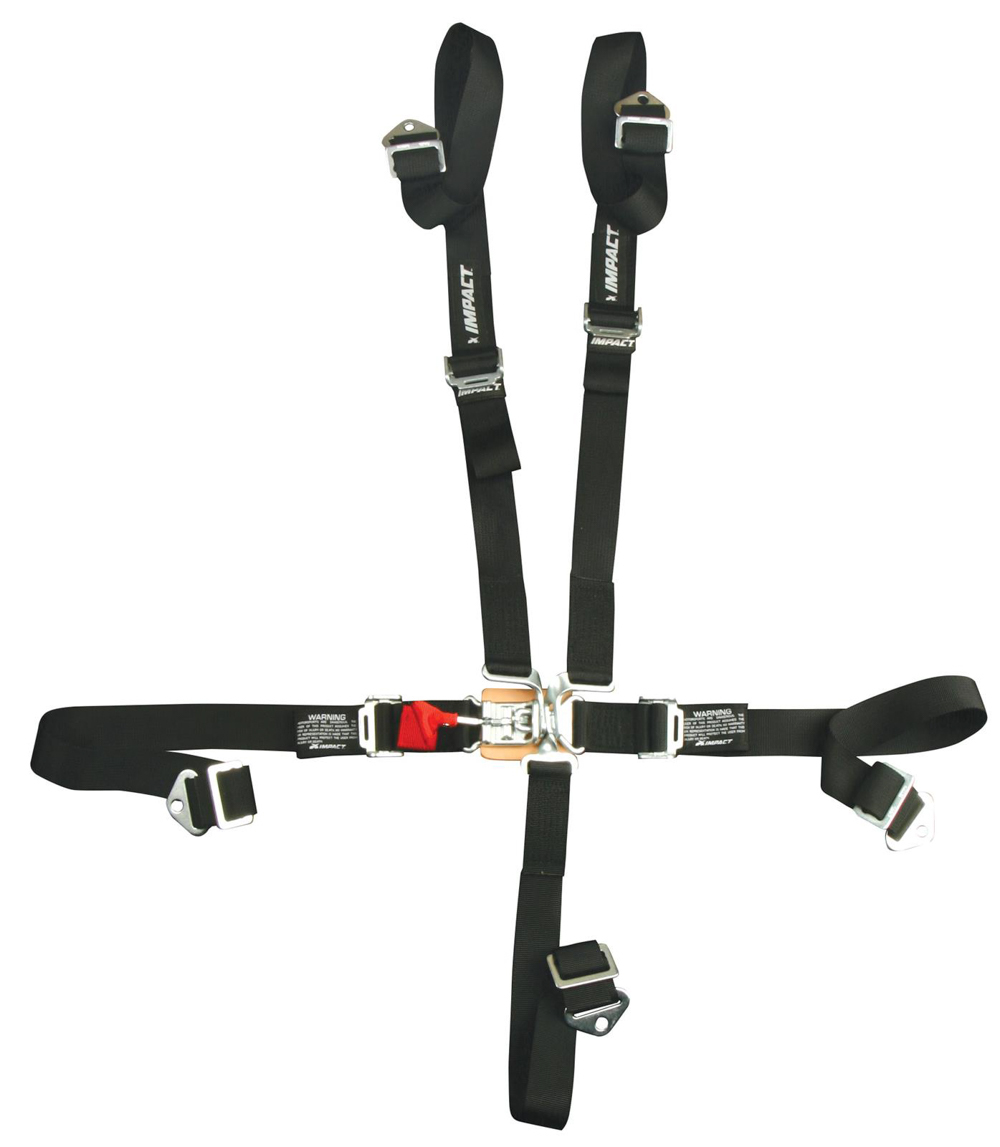 Impact Racing 53119222 Harness, 5 Point, Latch and Link, Bolt-On / Wrap Around, 2 in Straps, Individual Harness, Black, Kit
