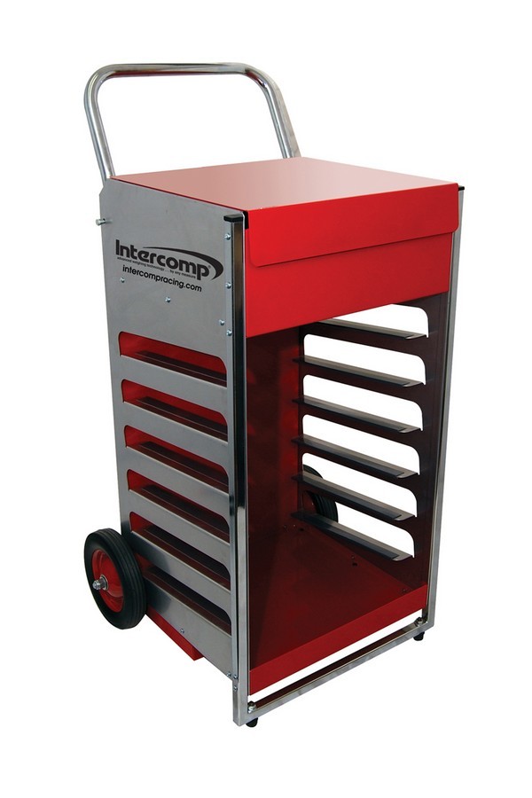 Intercomp 100346 Scale Cart, Holds 6 Scale Pads / Turn Plates, 4 in Tall Maximum, Steel, Gray / Red Powder Coat, Each