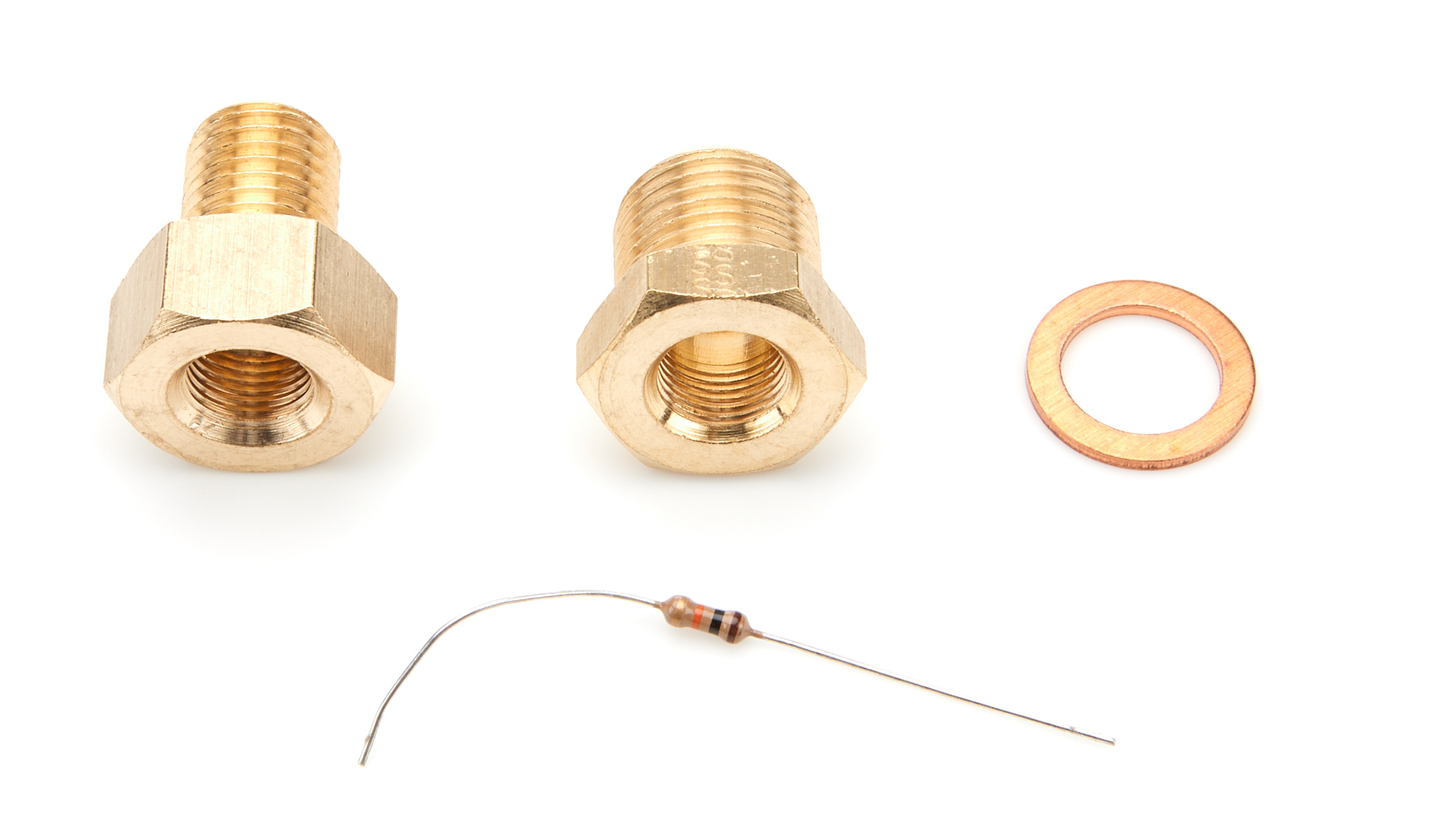 Intellitronix 8014LS Adapter Fittings, 1/8 in NPT Female to 12 mm x 1.5 Male, 1/8 in NPT Female to 16 mm x 1.5 Male, Brass, Natural, GM LS-Series, Pair