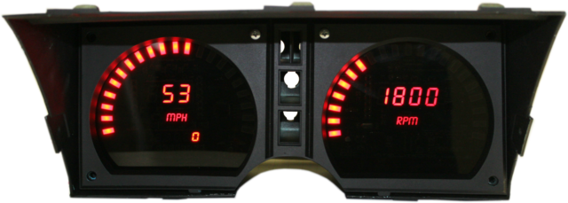 Intellitronix DP2002R Digital Gauge Cluster, Dual Cluster, LED, Digital Gauges, Speedometer / Tachometer / Voltmeter / Oil Pressure / Oil Temperature / Water Temperature / Fuel Level, Red LED, Plastic, Black, Chevy Corvette 1978-82, Kit