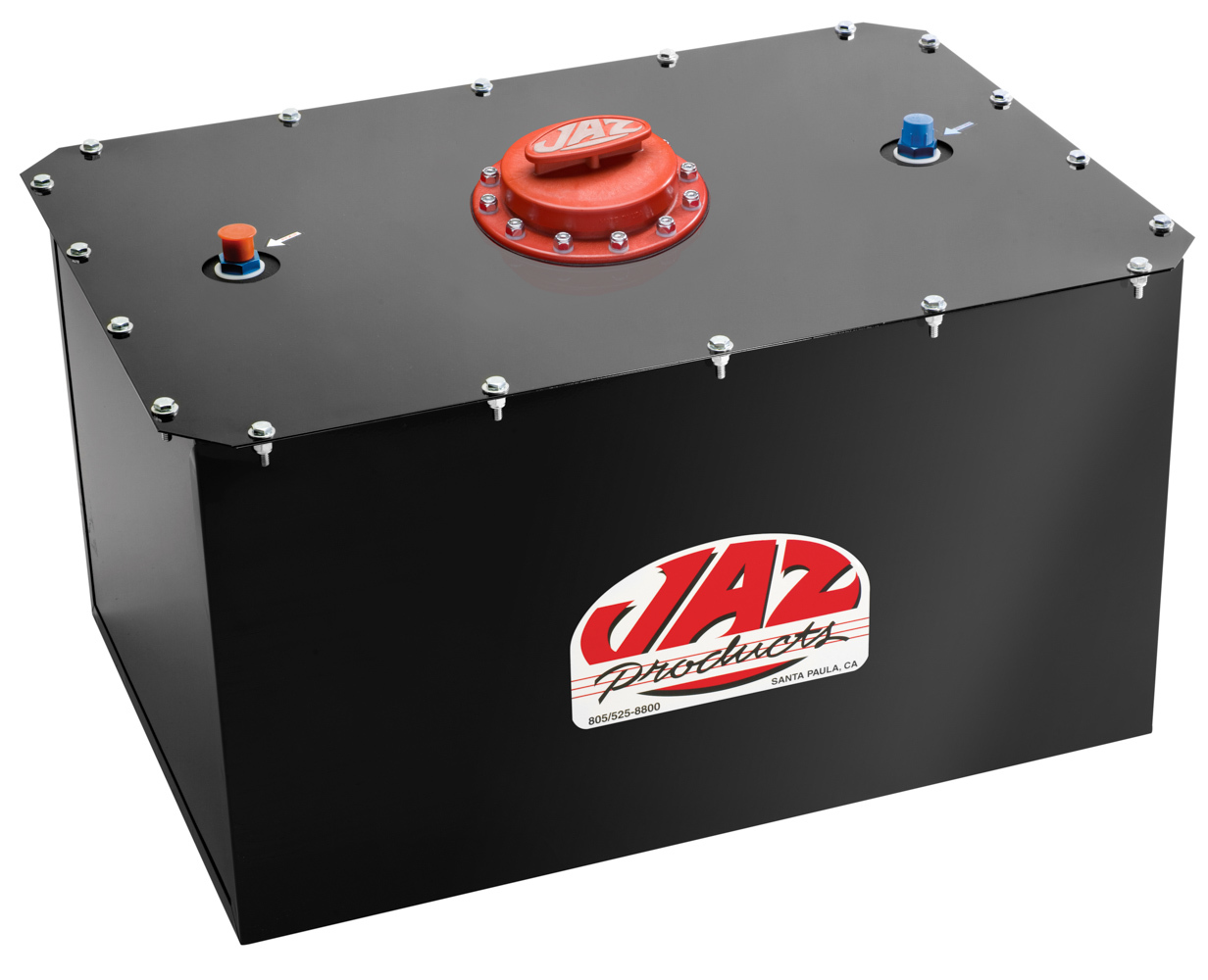 JAZ Products 270-222-01 Fuel Cell and Can, Pro Sport, 22 gal, 25-3/4 in Wide x 17-3/8 in Deep x 14-1/2 in Tall, 8 AN Outlet / Vent, Foam, Steel, Black Powder Coat, Each