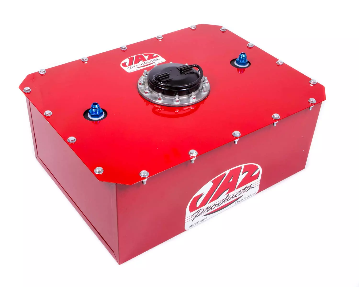 JAZ Products 275-008-06 Fuel Cell and Can, Pro Sport, 8 gal, 20-5/8 in Wide x 15-1/2 in Deep x 8-3/8 in Tall, 8 AN Outlet / Vent, Foam, Steel, Red Powder Coat, Each