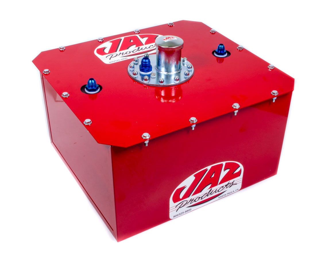 JAZ Products 277-012-NF Fuel Cell and Can, Pro Sport, 12 gal, 18 in Wide x 16-1/2 in Deep x 10-1/2 in Tall, 8 AN Outlet / Return, 10 AN Vent, Steel, Red Powder Coat, Each