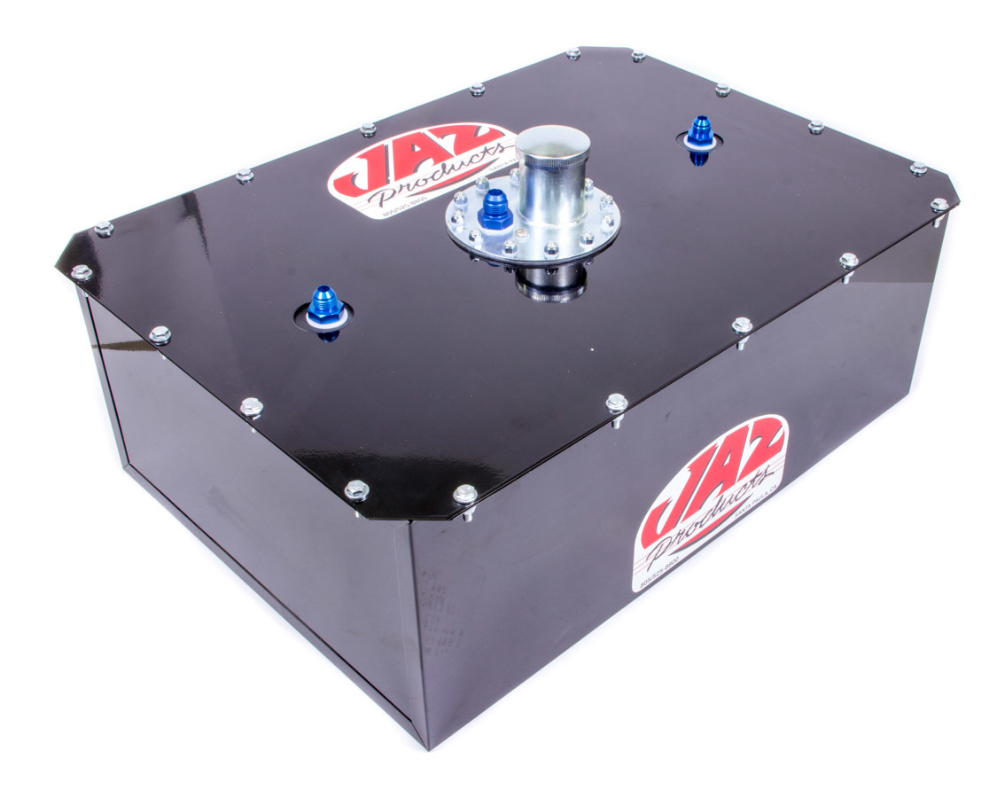JAZ Products 277-016-NF1 Fuel Cell and Can, Pro Sport, 16 gal, 26 in Wide x 18 in Deep x 10 in Tall, 8 AN Outlet / Return, 10 AN Vent, Foam, Steel, Black Powder Coat, Each