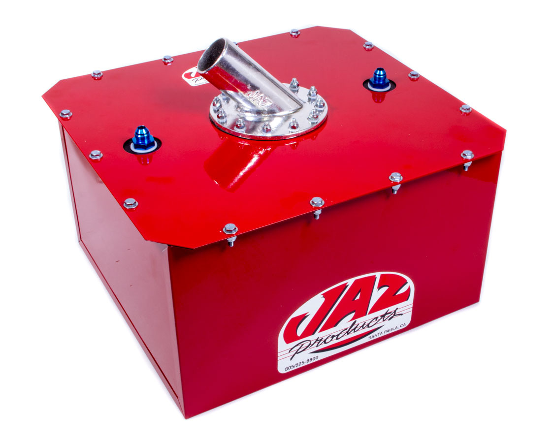 JAZ Products 281-012-06 Fuel Cell and Can, Pro Sport, 12 gal, 18 in Wide x 16-1/2 in Deep x 10-1/2 in Tall, 8 AN Outlet / Vent, 2-1/4 in Fill, Steel, Red Powder Coat, Each