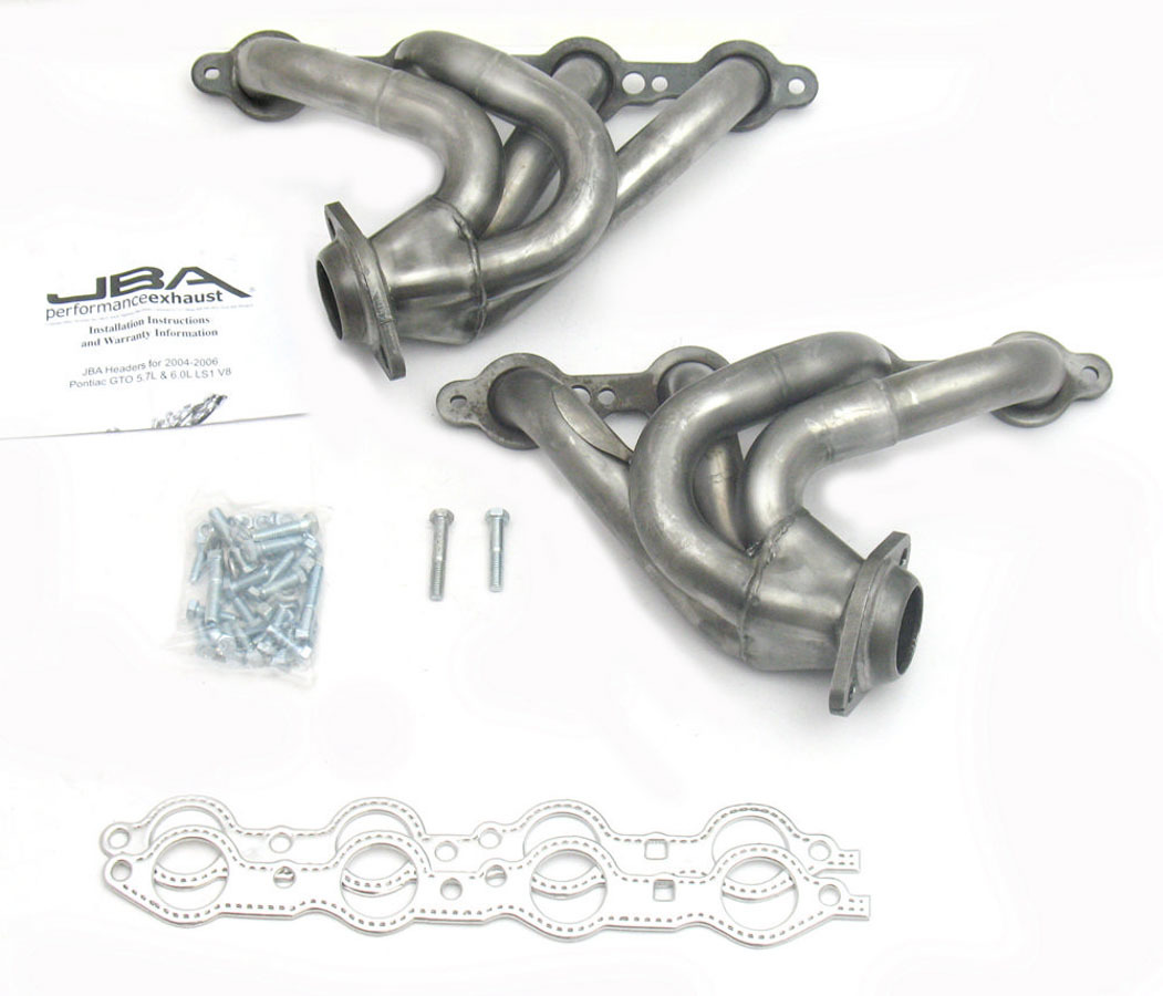 JBA Exhaust 1809S Headers, Cat4ward, 1-5/8 in Primary, 2-1/2 in Collector, Stainless, Natural, GM LS-Series, Pontiac GTO 2004-06, Pair