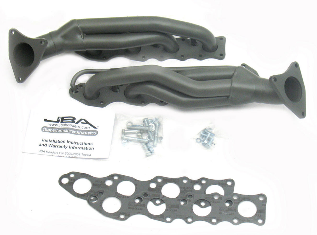 JBA Exhaust 2012SJT Headers, Cat4ward, 1-5/8 in Primary, Stock Collector Flange, Stainless, Titanium Metallic Ceramic, 5.7 L, Toyota Tundra 2007-19, Pair