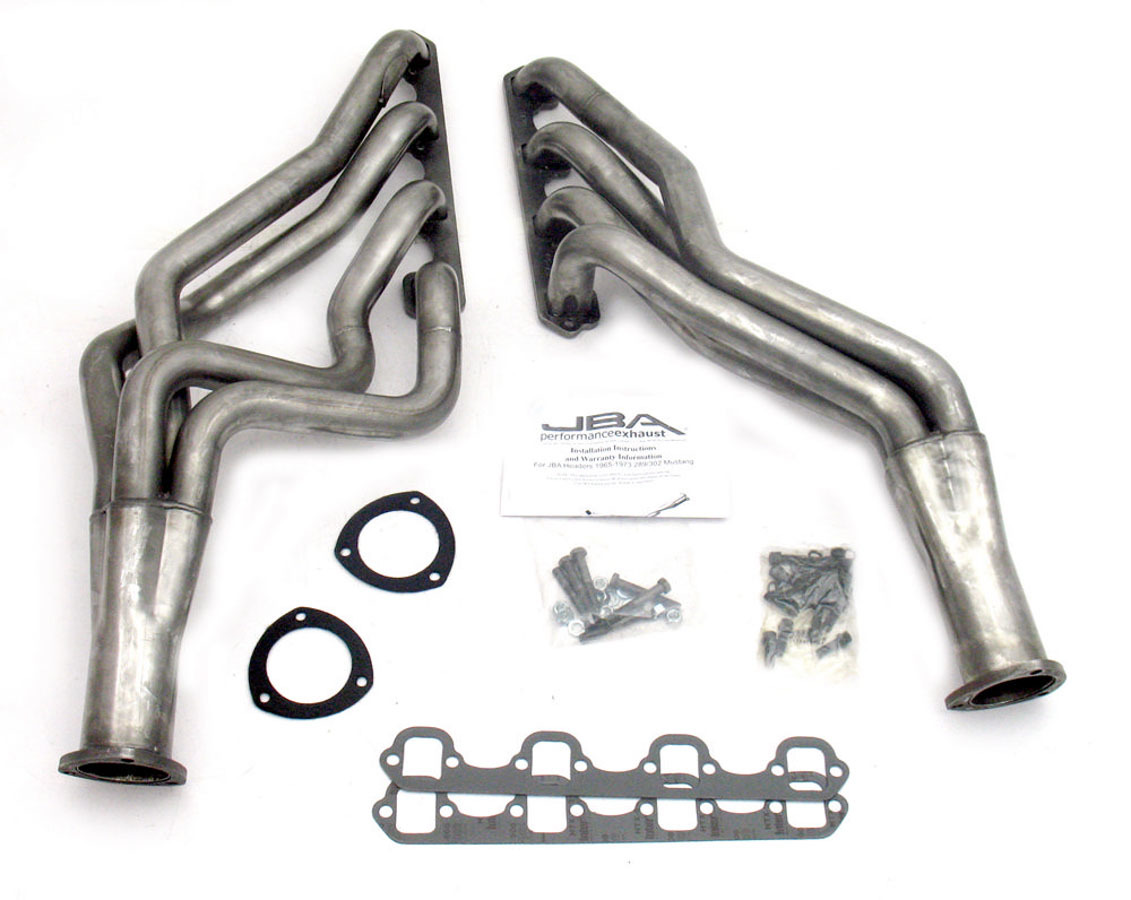 JBA Exhaust 6610S Headers, Long Tube, 1-3/4 in Primary, 3 in Collector, Stainless, Natural, Small Block Ford, Ford Mustang 1965-1973, Pair