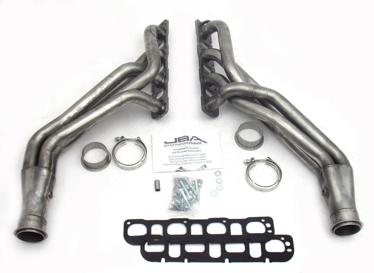 JBA Exhaust 6965S Headers, Competition Ready, 1-3/4 in Primary, 2-1/2 in Collector, Stainless, Natural, Mopar Gen III Hemi, Mopar LX-Body 2006-09, Pair