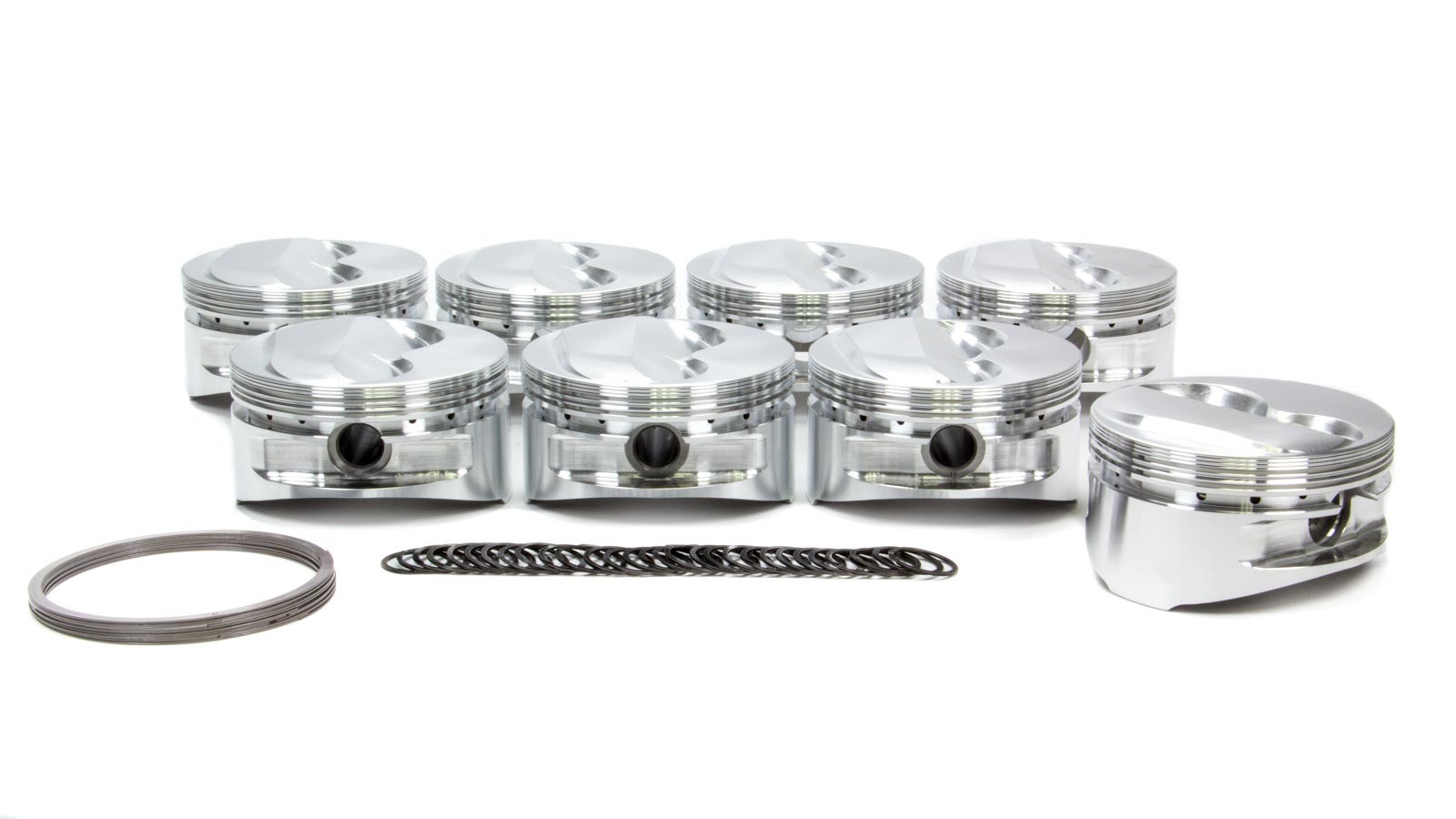 JE Pistons 182035 Piston, Small Block Dome, Forged, 4.145 in Bore, 1/16 x 1/16 x 3/16 in Ring Grooves, Plus 5.60 cc, Small Block Chevy, Set of 8