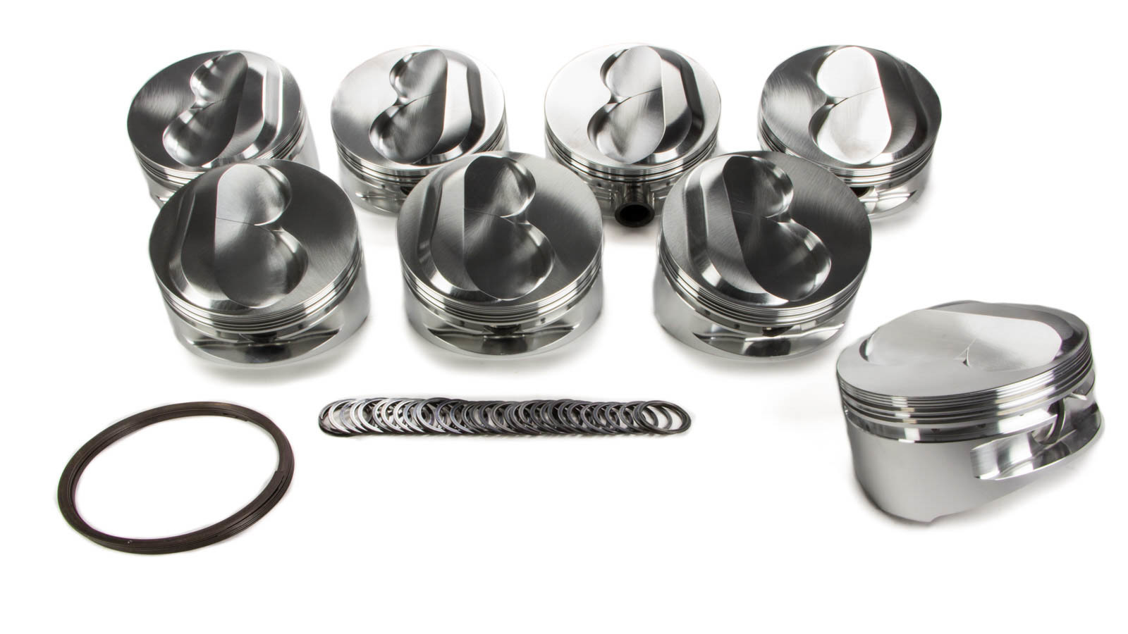 JE Pistons 207514 Piston, Small Block Dome, Forged, 4.185 in Bore, 1/16 x 1/16 x 3/16 in Ring Grooves, Plus 10.80 cc, Small Block Chevy, Set of 8