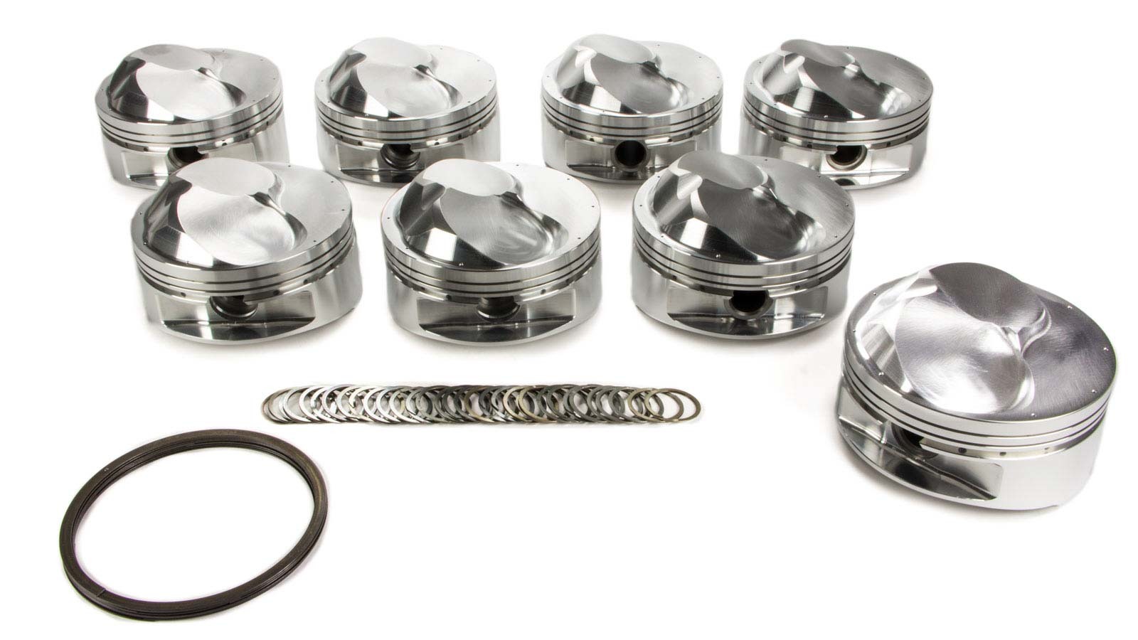 JE Pistons 243332 Piston, Big Block Dome, Forged, 4.610 in Bore, 0.043 x 0.043 x 3 mm Ring Grooves, Plus 46.00 cc, Big Block Chevy, Set of 8
