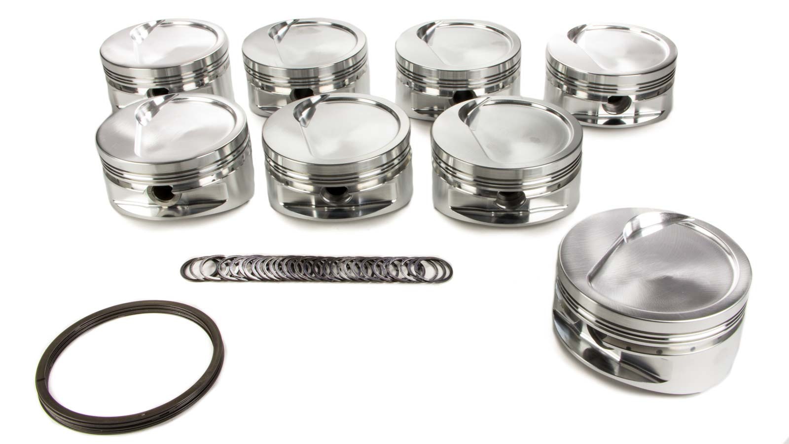 JE Pistons 257942 Piston, Big Block Inverted Dome, Forged, 4.500 in Bore, 1/16 x 1/16 x 3/16 in Ring Grooves, Minus 20.00 cc, Big Block Chevy, Set of 8
